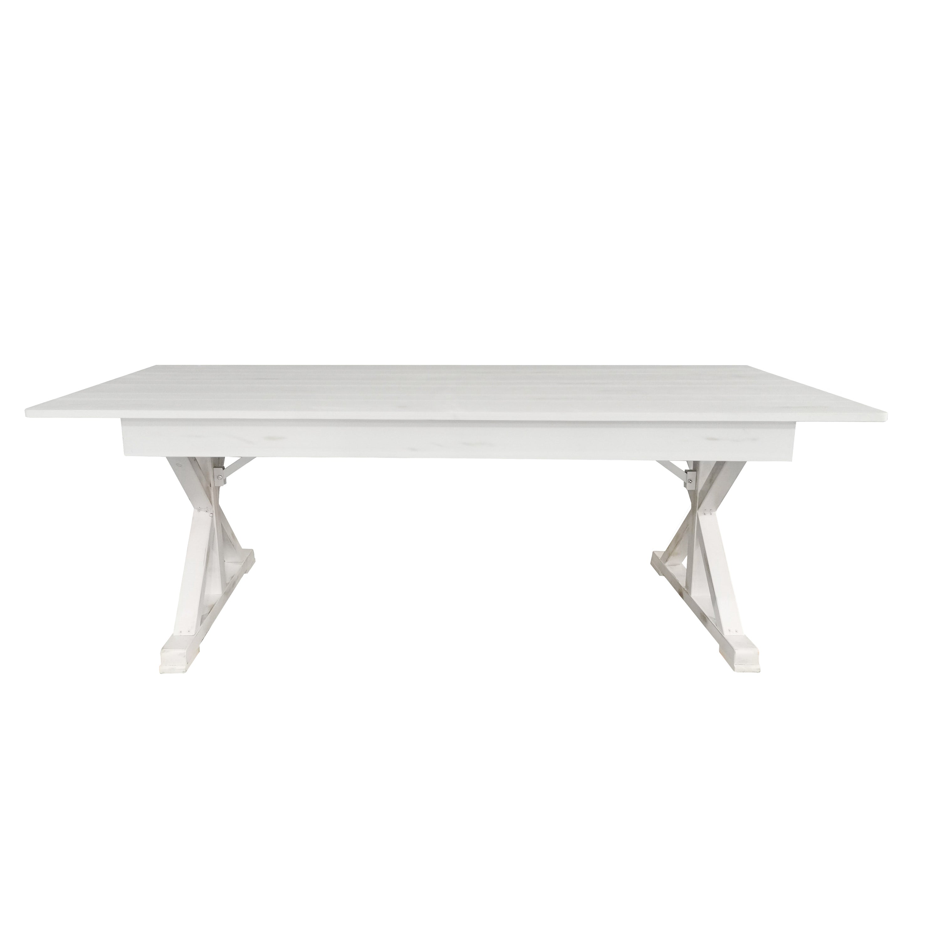 HERCULES 7' x 40" Rectangular Solid Pine Folding Farm Table with X Legs-Farm Table-Flash Furniture-Wall2Wall Furnishings