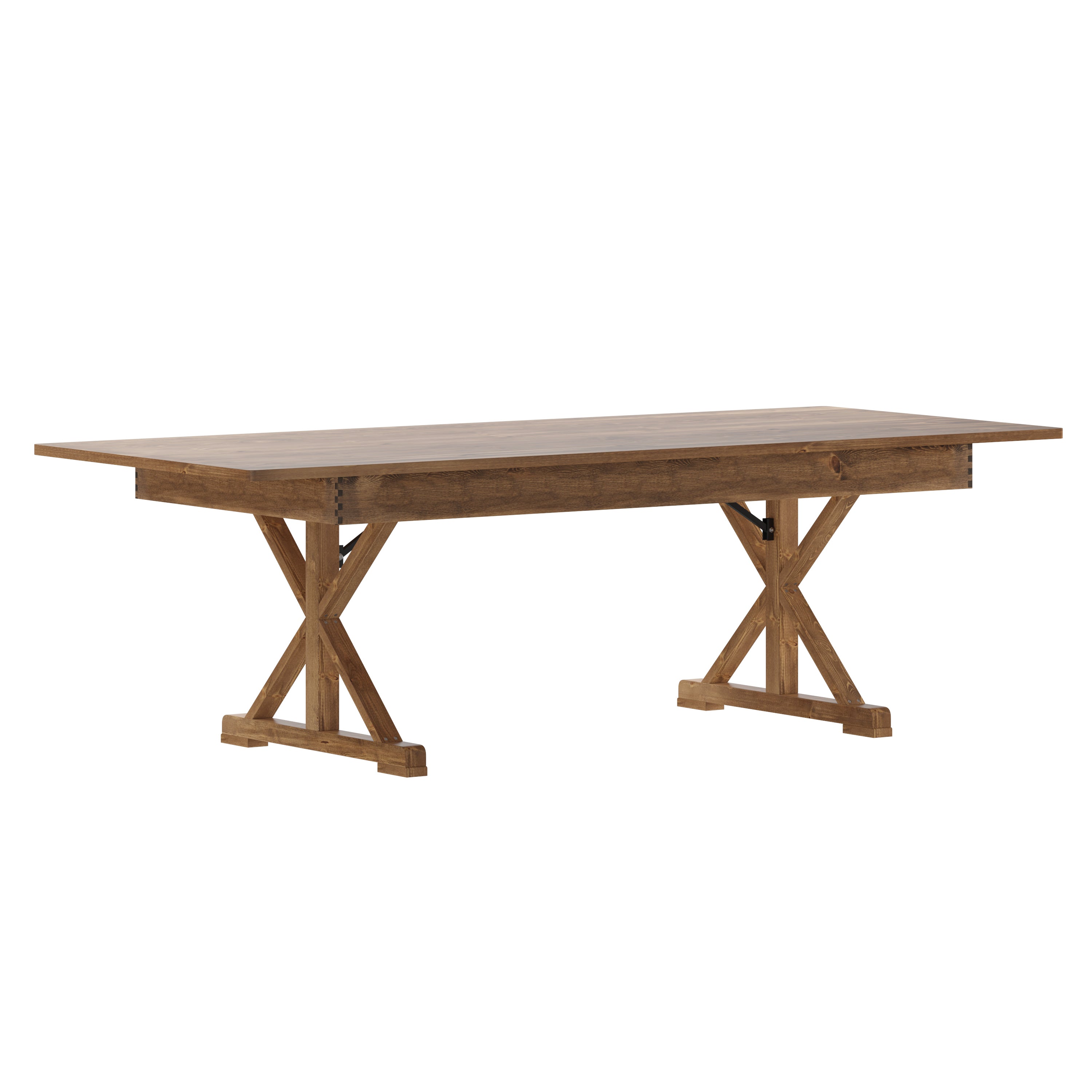 HERCULES 8' x 40" Rectangular Solid Pine Folding Farm Table with X Legs-Farm Table-Flash Furniture-Wall2Wall Furnishings