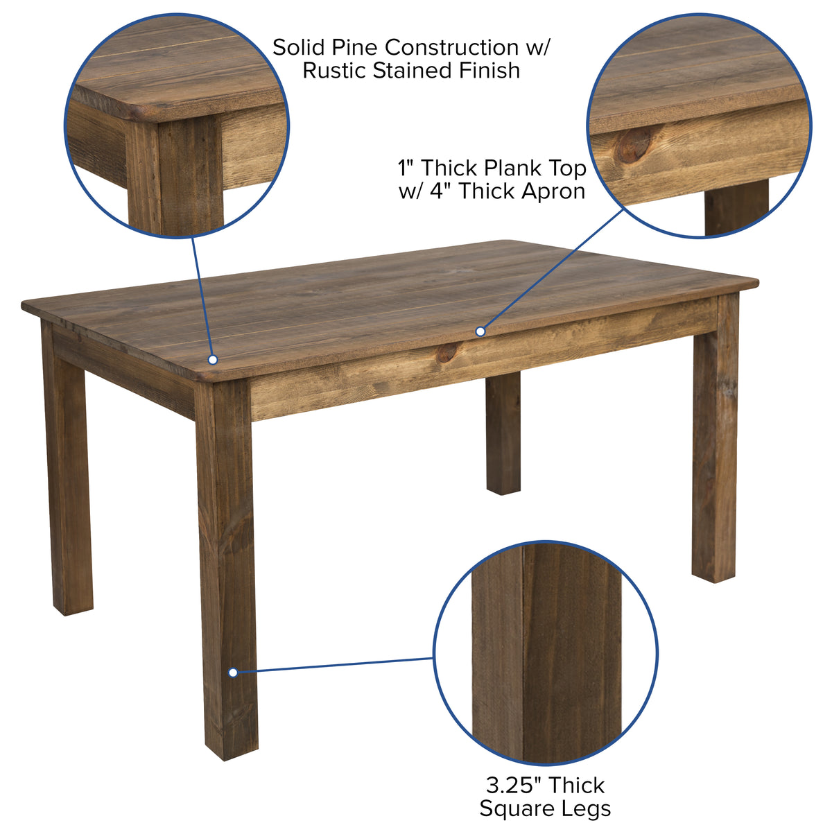 60" x 38" Farm Table Set with 6 Cross Back Chairs and Cushions
