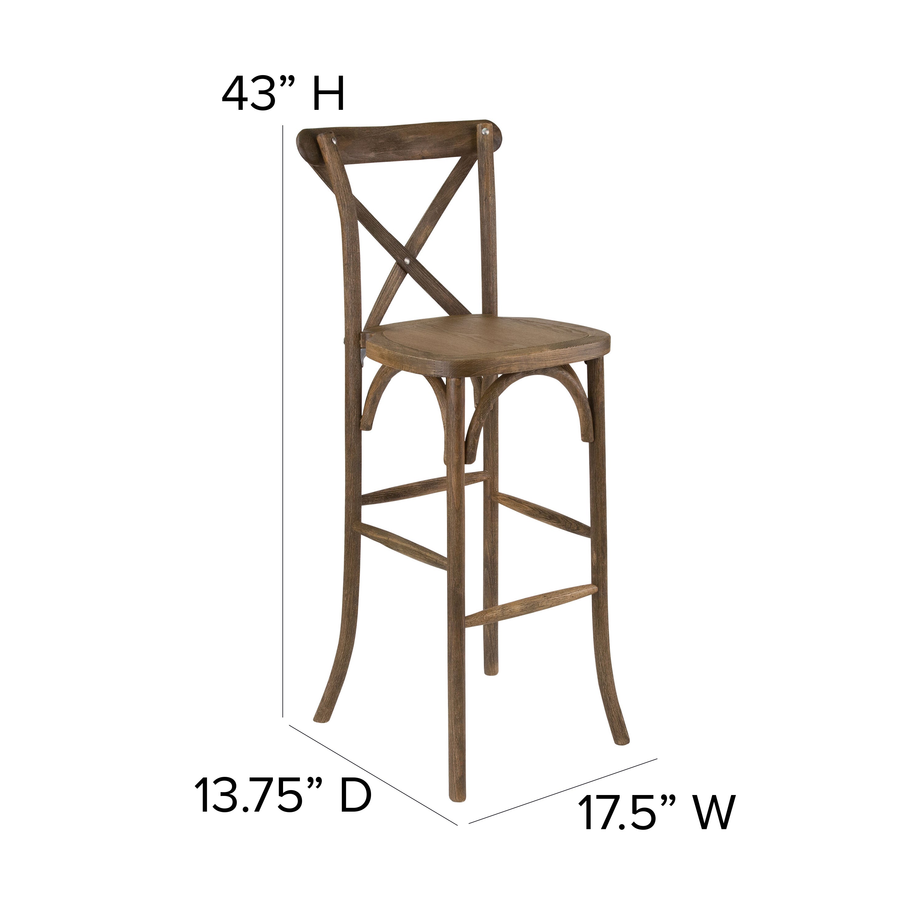 HERCULES Series Wood Cross Back Barstool-Bar Stool-Flash Furniture-Wall2Wall Furnishings