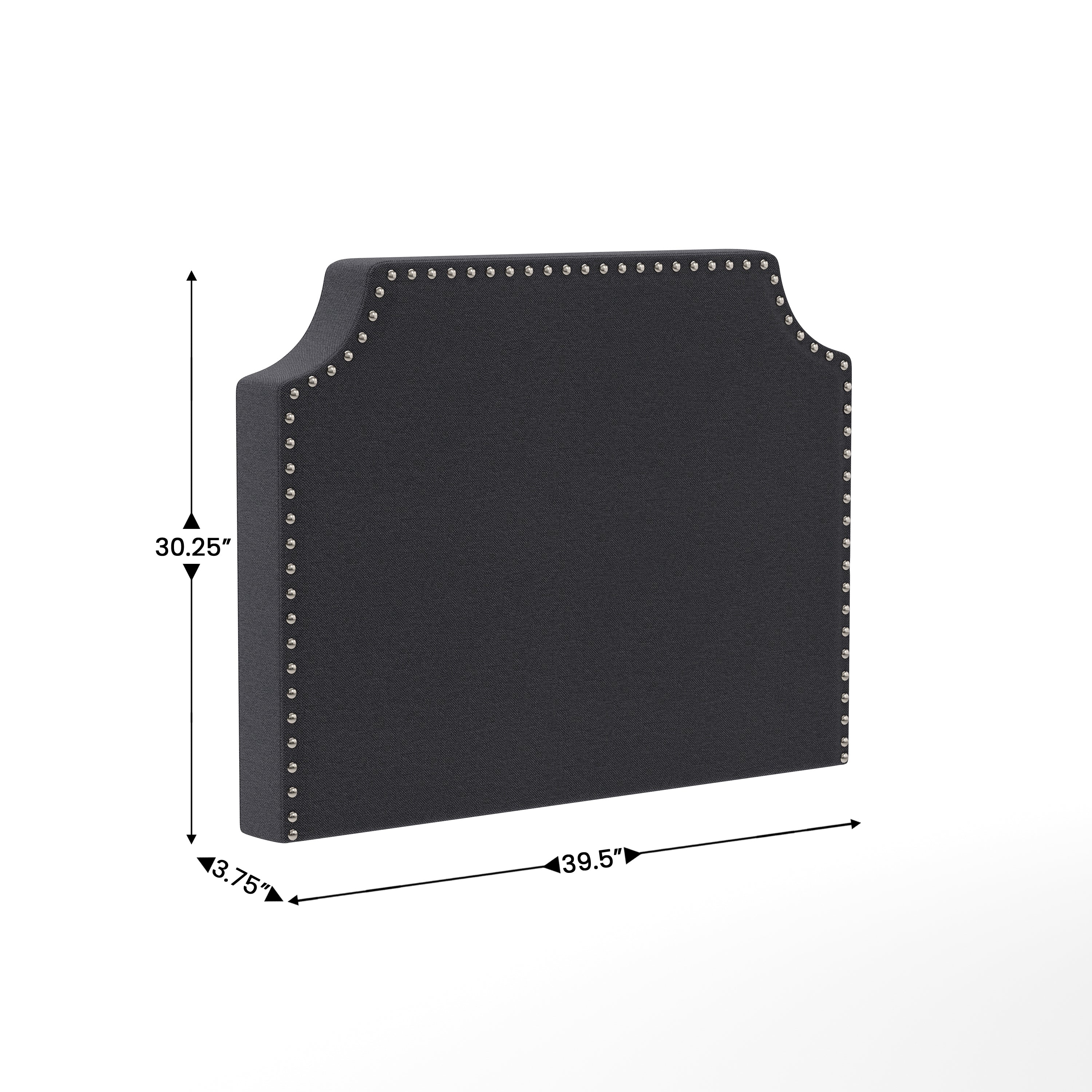 Adeline Contoured Headboard with 2 Power Outlets, 1 USB and 1 USB Type-C Port with Studded LeatherSoft Upholstery and Dual Hanging Options