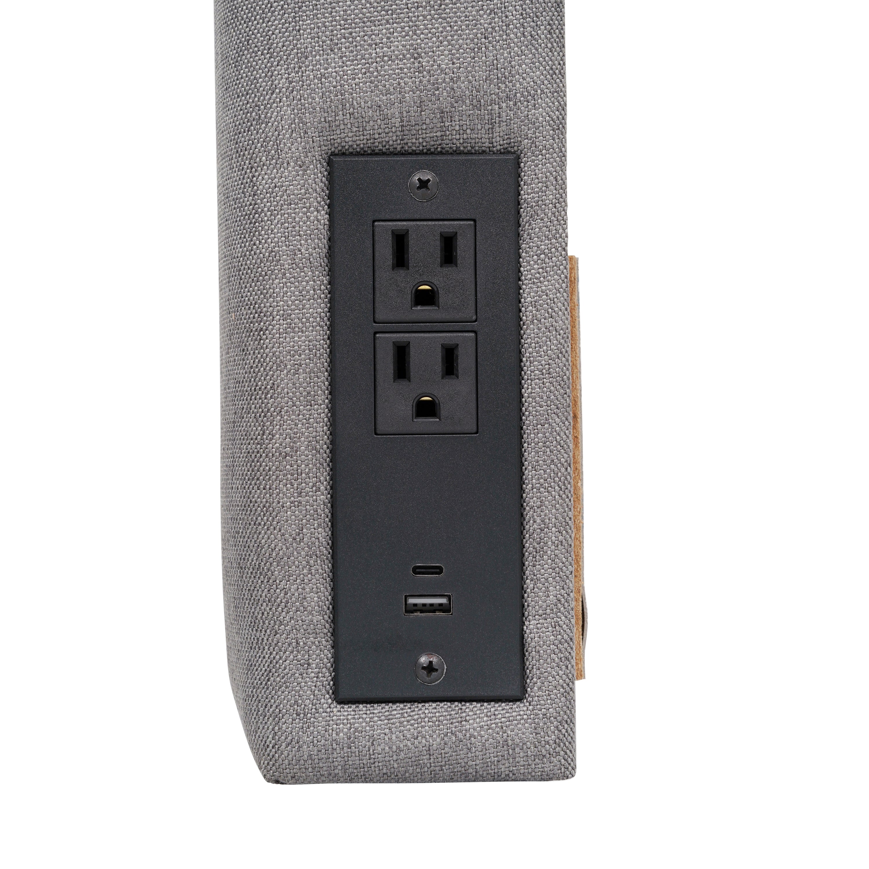 Hugo Headboard with 2 Power Outlets, 1 USB and 1 USB Type-C Port with Faux Linen Upholstery and Dual Hanging Options