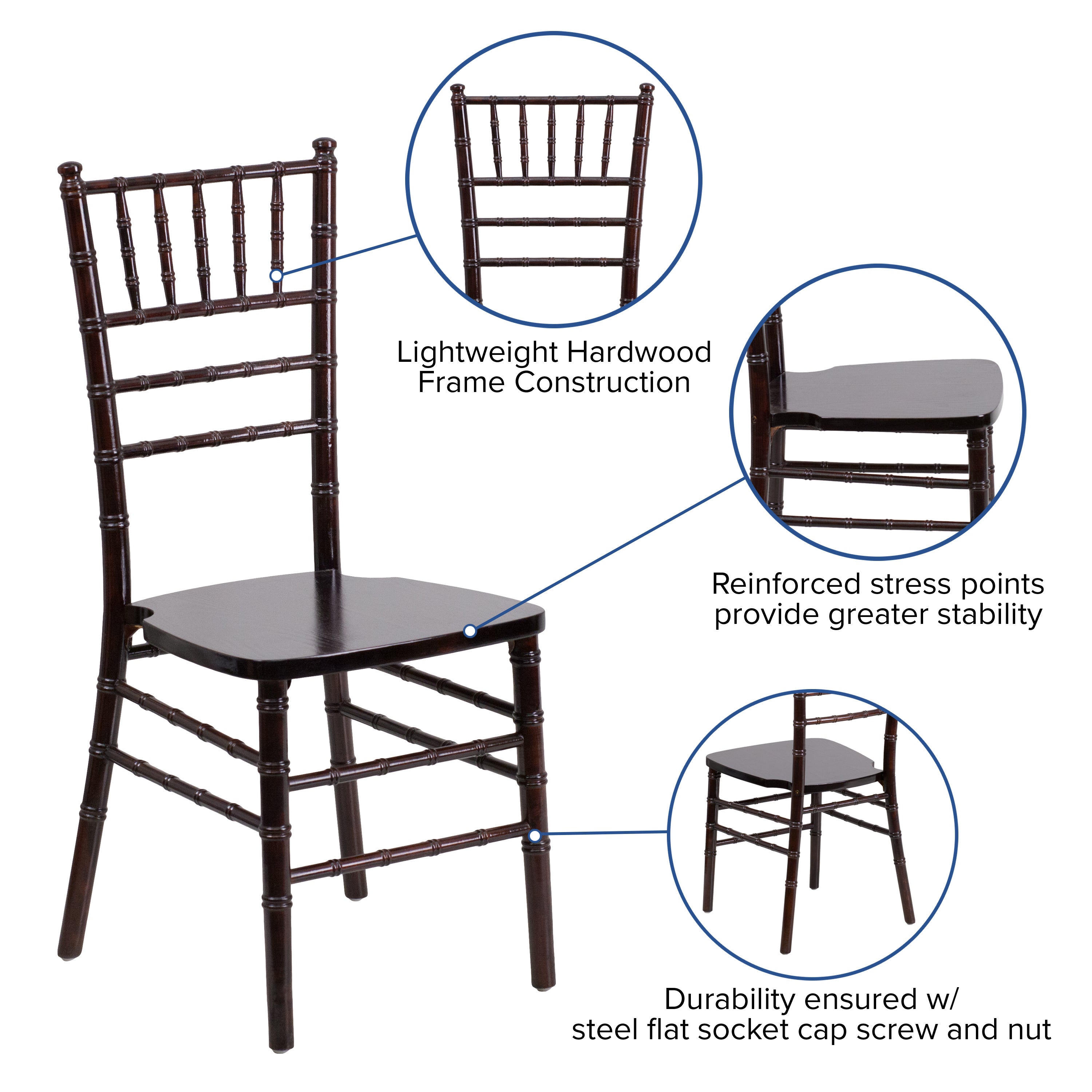 HERCULES Series Wood Chiavari Chair-Accent Chair-Flash Furniture-Wall2Wall Furnishings
