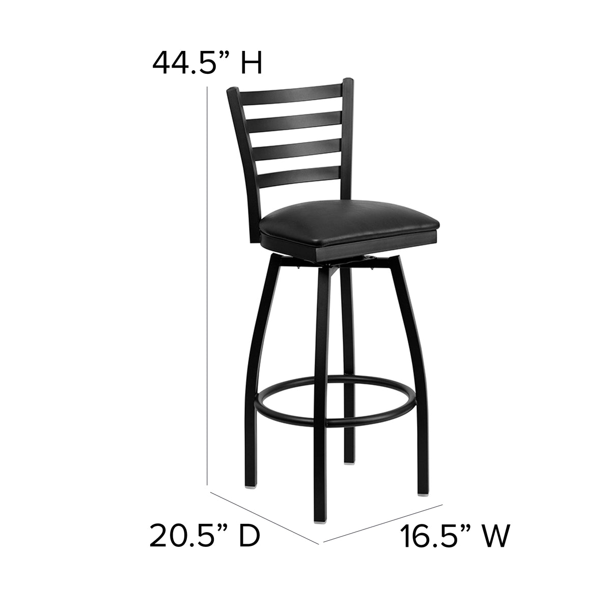 Ladder Back Swivel Metal Barstool
