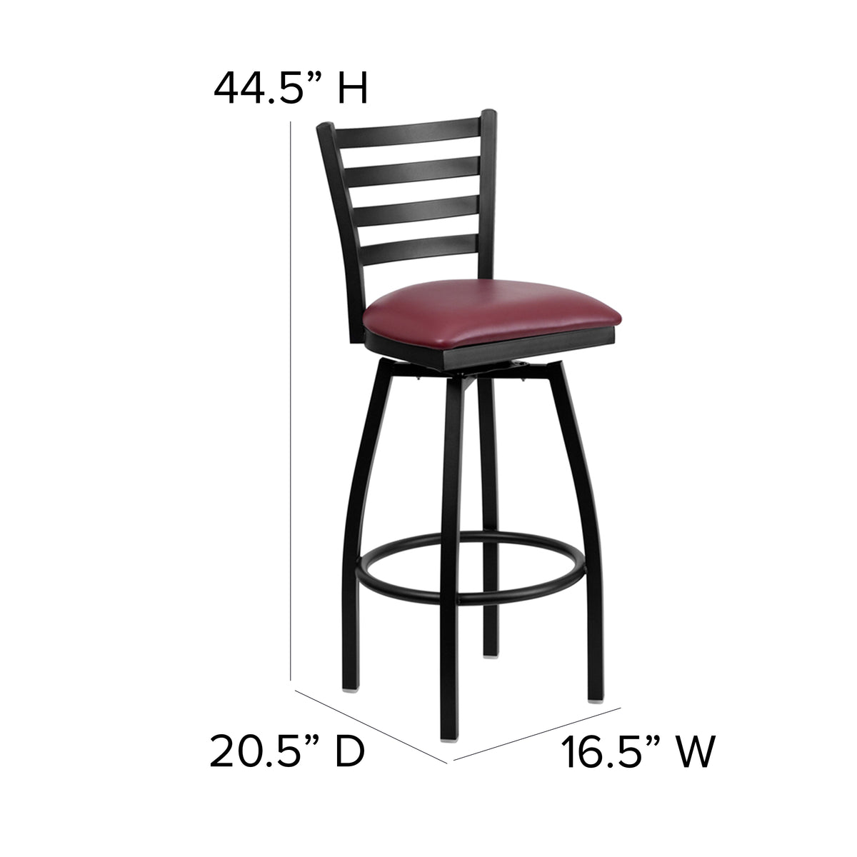 Ladder Back Swivel Metal Barstool
