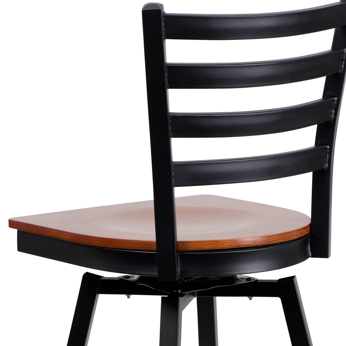 Ladder Back Swivel Metal Barstool