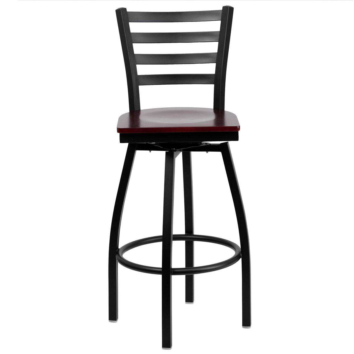 Ladder Back Swivel Metal Barstool