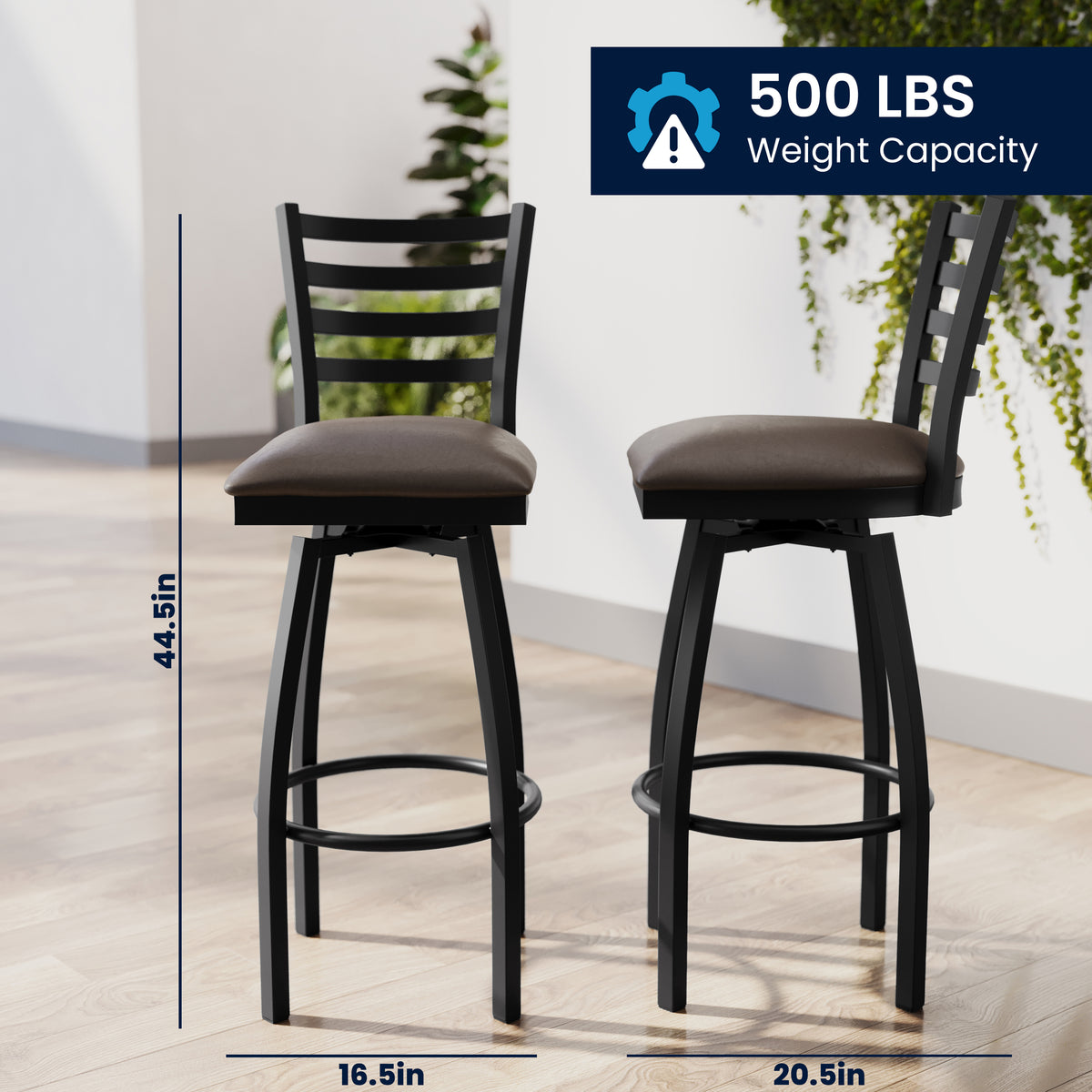 Ladder Back Swivel Metal Barstool