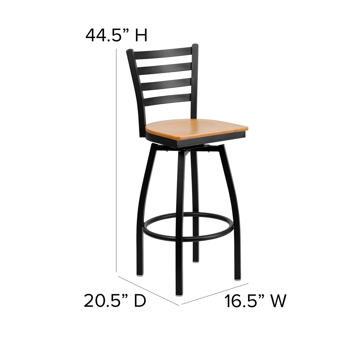 Ladder Back Swivel Metal Barstool