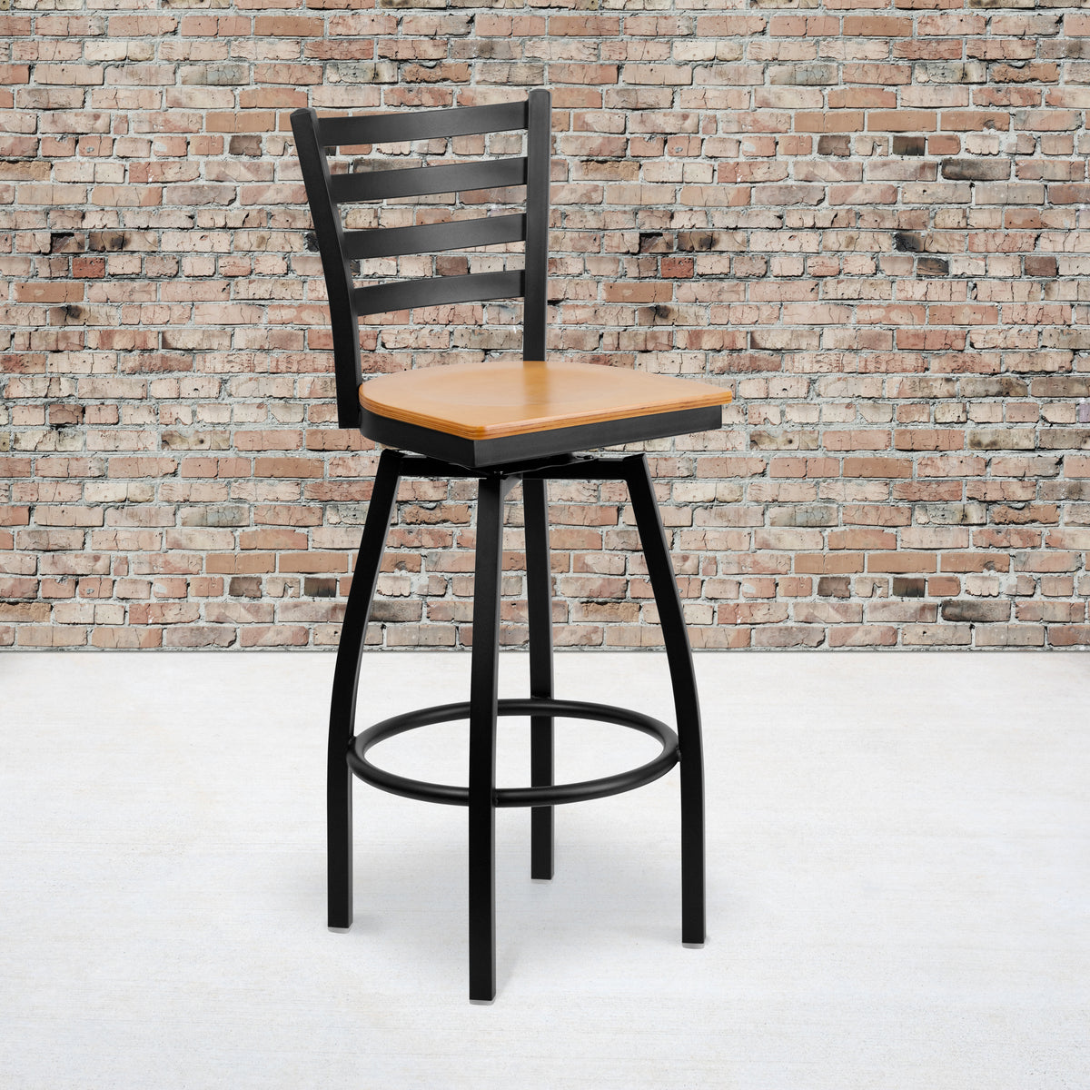 Ladder Back Swivel Metal Barstool