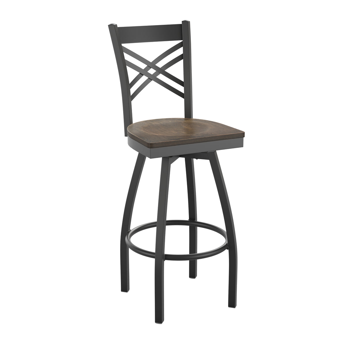 X" Back Swivel Metal Barstool