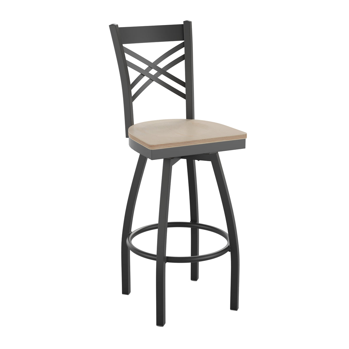 X" Back Swivel Metal Barstool