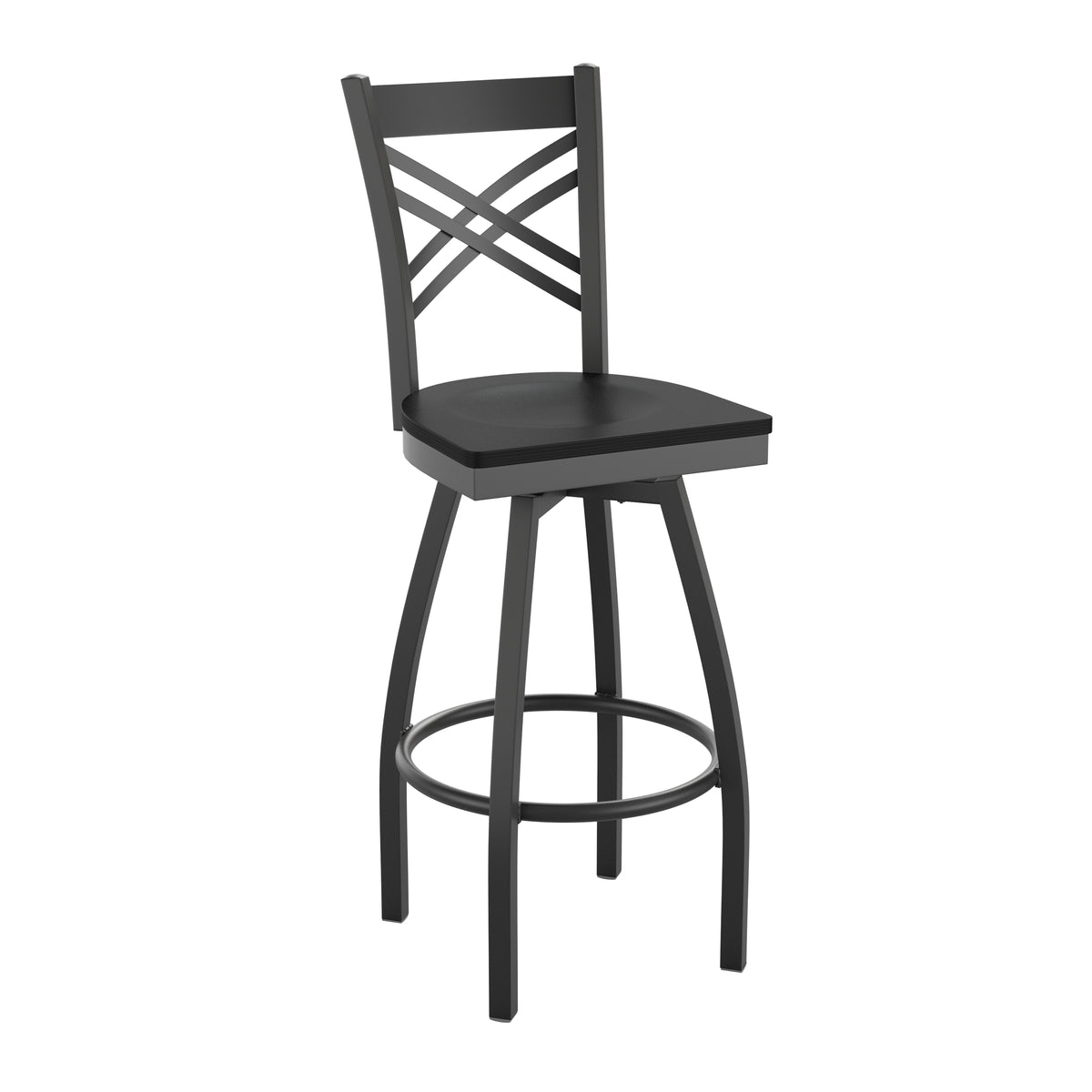 X" Back Swivel Metal Barstool