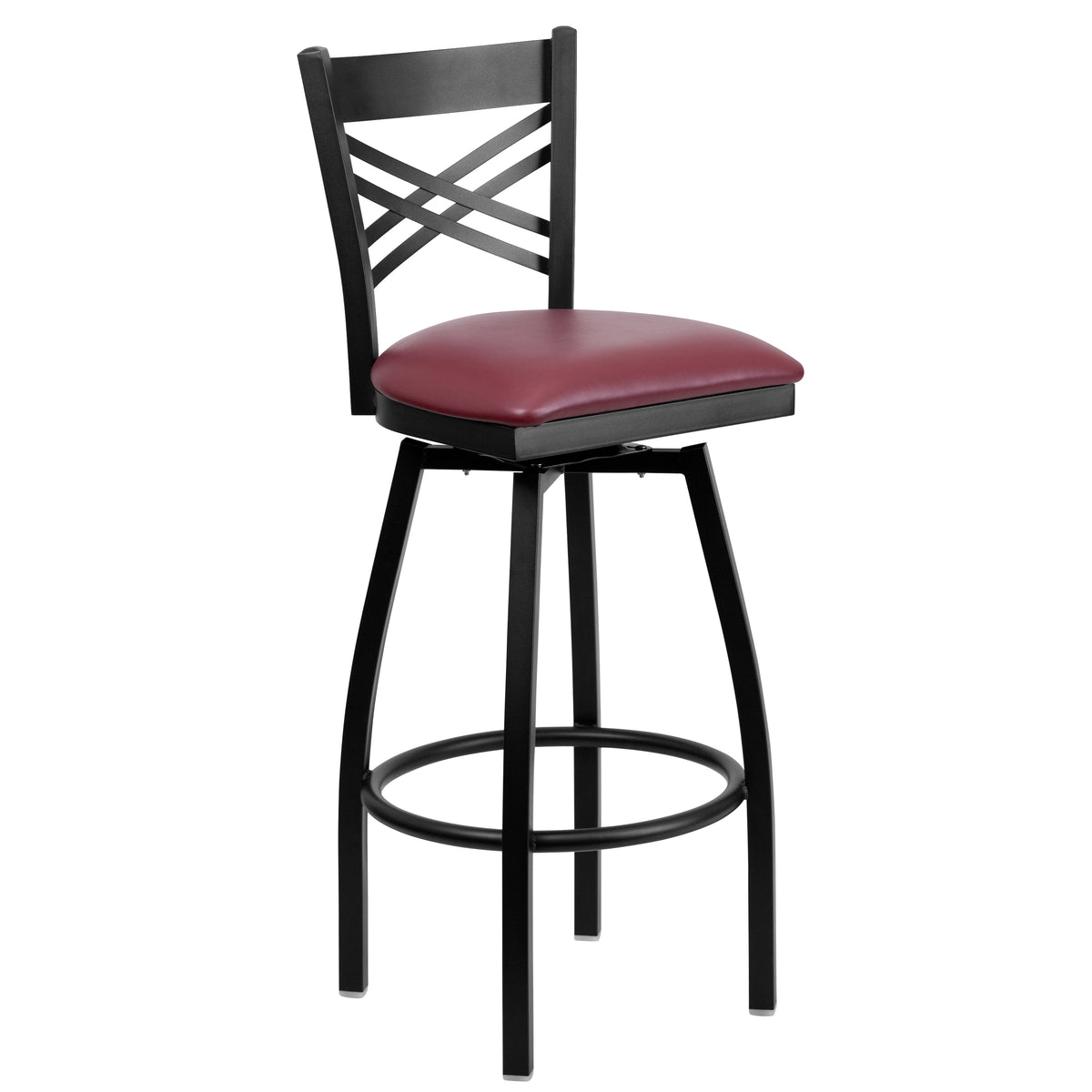 X" Back Swivel Metal Barstool