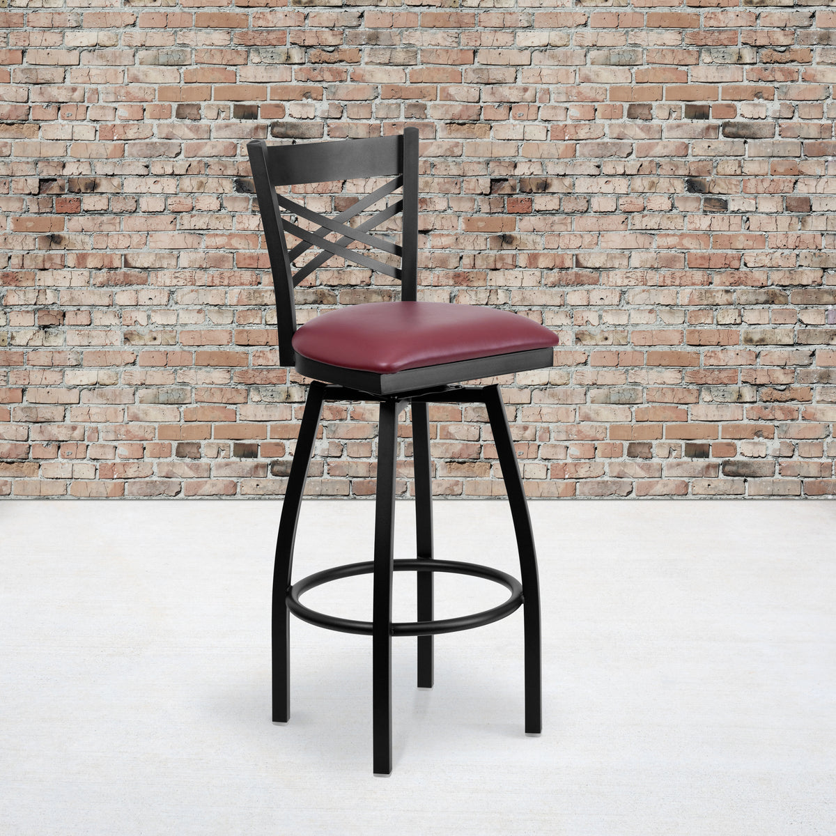 X" Back Swivel Metal Barstool