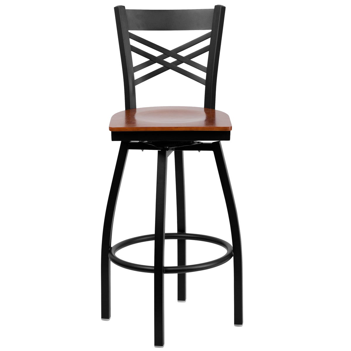 X" Back Swivel Metal Barstool