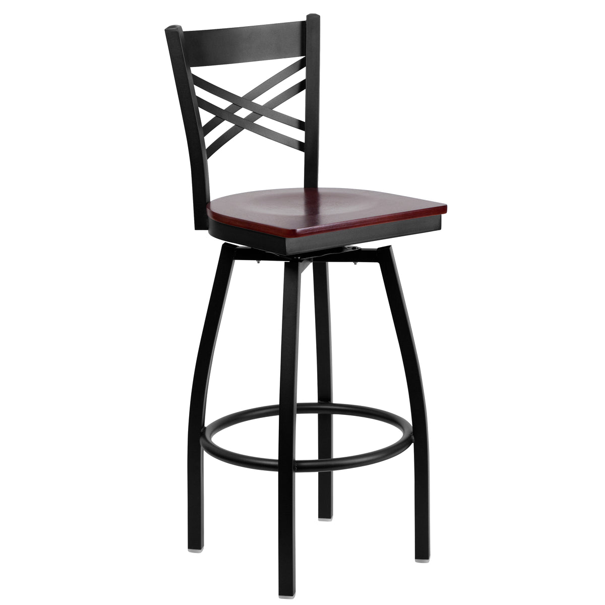 X" Back Swivel Metal Barstool