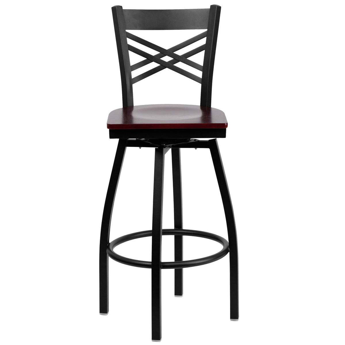 X" Back Swivel Metal Barstool