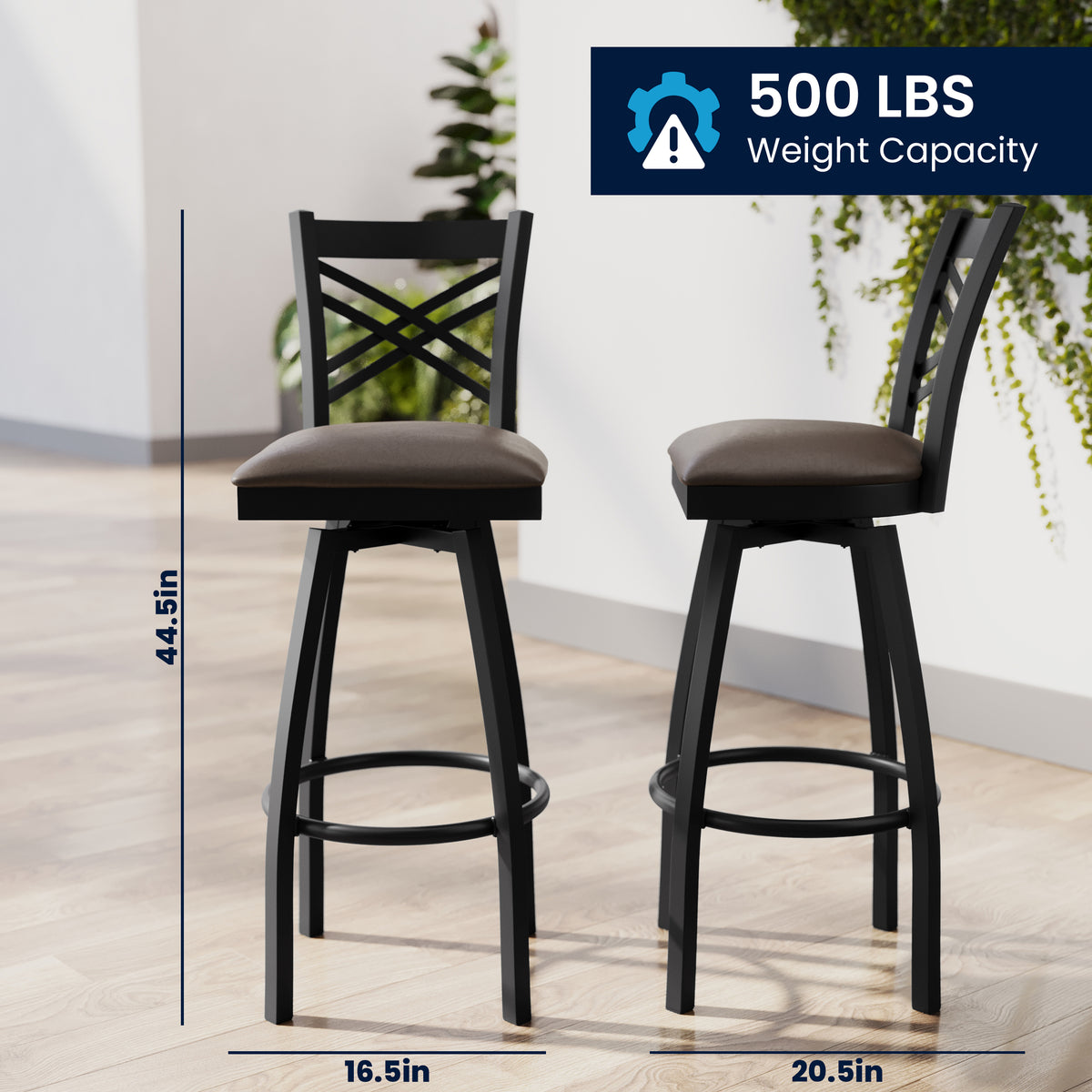 X" Back Swivel Metal Barstool