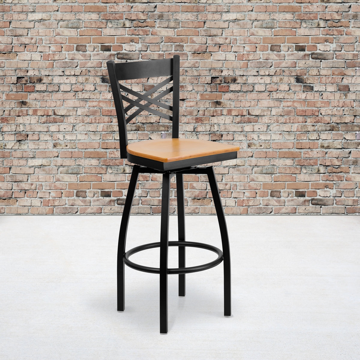 X" Back Swivel Metal Barstool