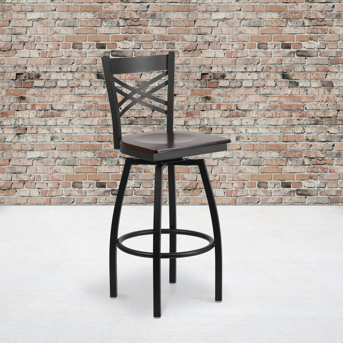 X" Back Swivel Metal Barstool
