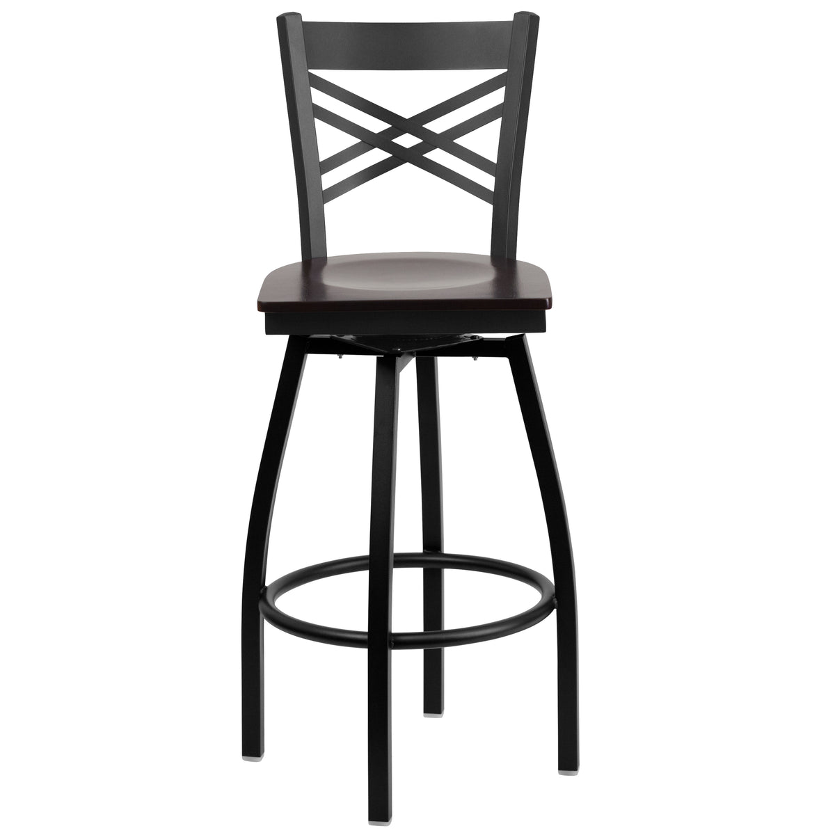 X" Back Swivel Metal Barstool