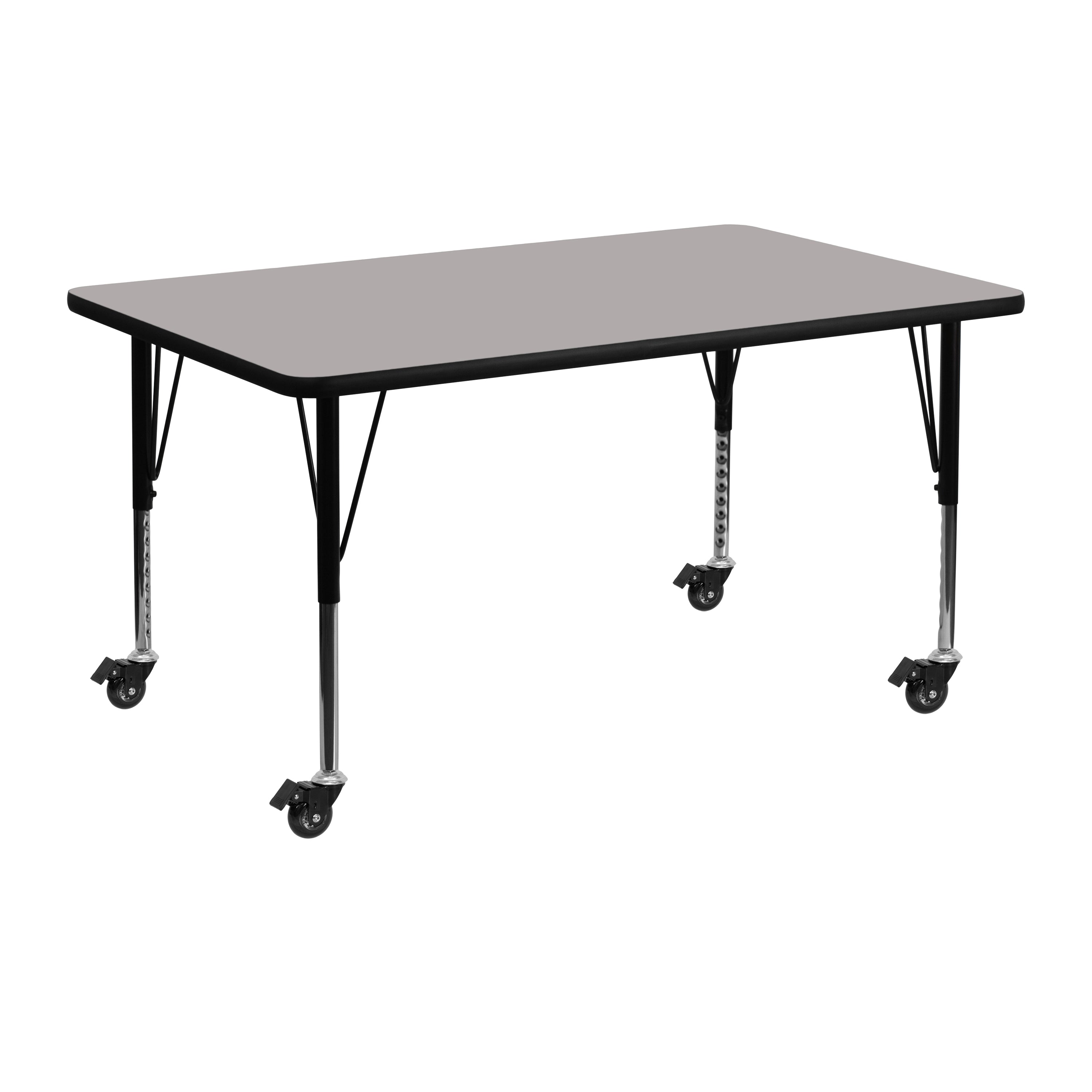 Mobile 24''W x 48''L Rectangular HP Laminate Activity Table - Height Adjustable Short Legs-Rectangular Activity Table with Casters-Flash Furniture-Wall2Wall Furnishings
