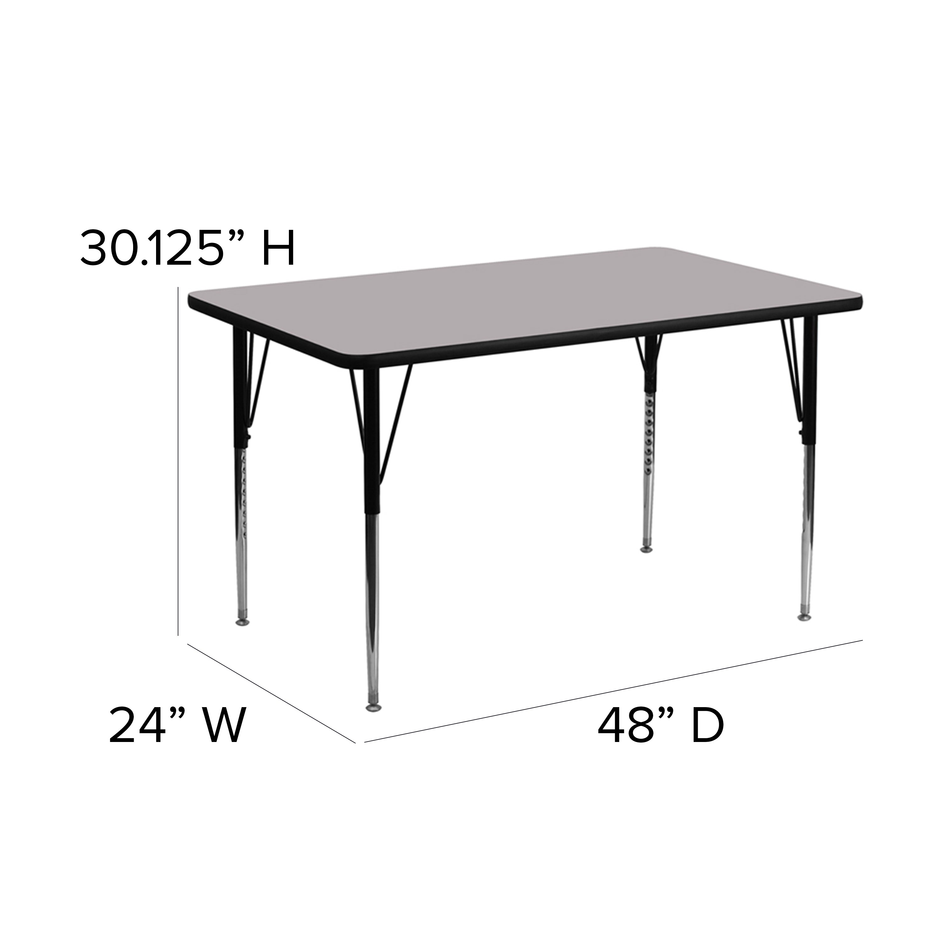 24''W x 48''L Rectangular Thermal Laminate Activity Table - Standard Height Adjustable Legs-Rectangular Activity Table-Flash Furniture-Wall2Wall Furnishings