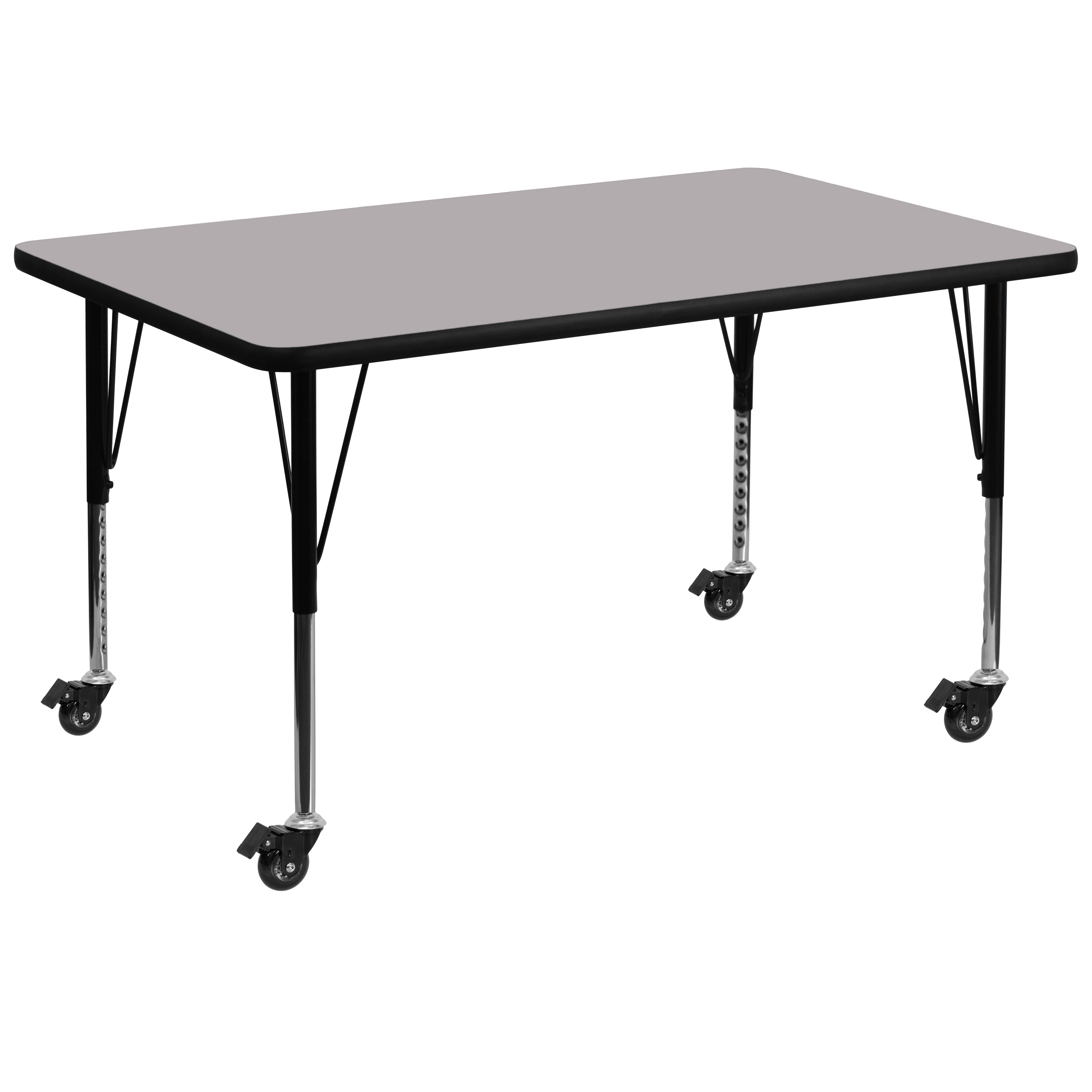 Mobile 24''W x 48''L Rectangular Thermal Laminate Activity Table - Height Adjustable Short Legs-Rectangular Activity Table with Casters-Flash Furniture-Wall2Wall Furnishings