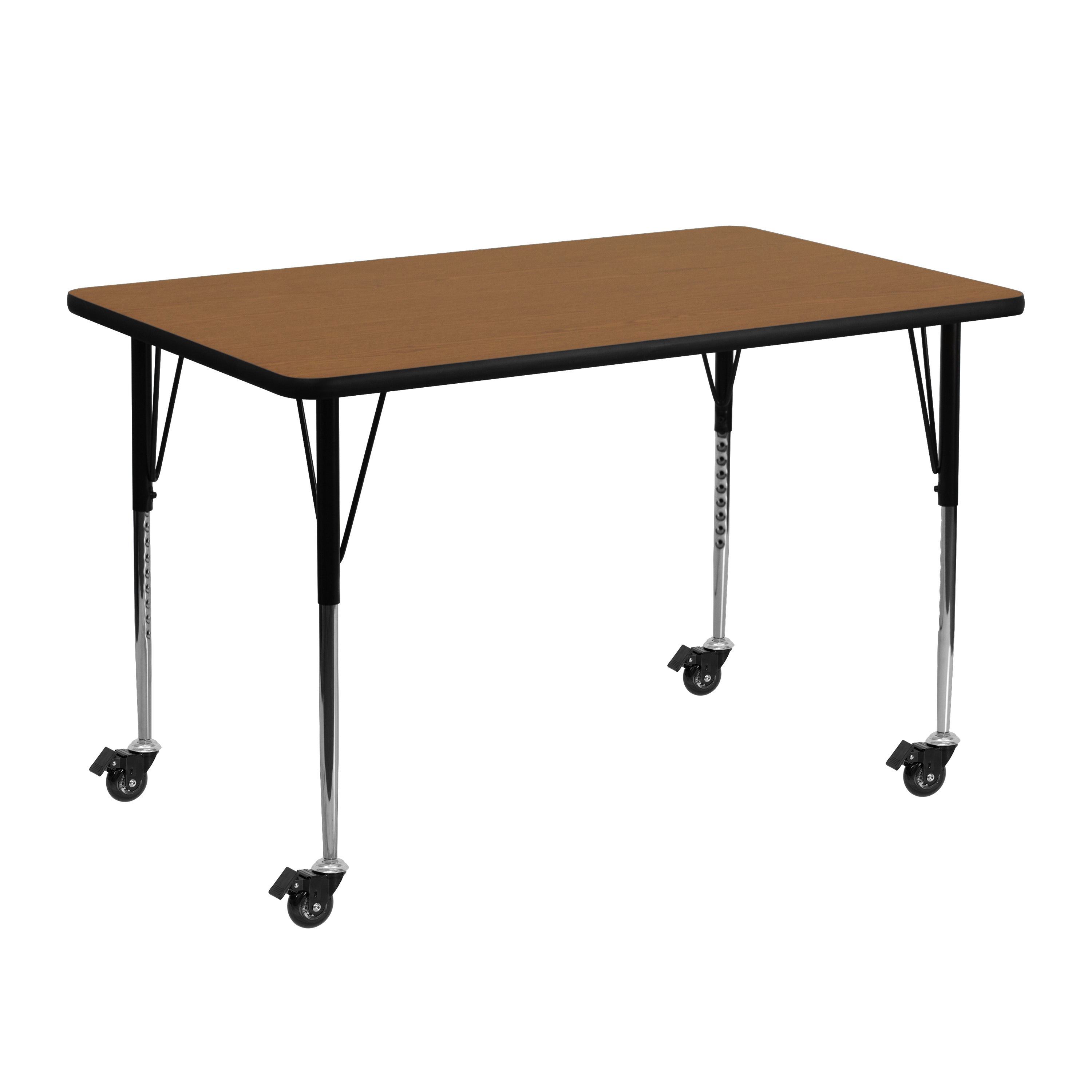 Mobile 24''W x 48''L Rectangular Thermal Laminate Activity Table - Standard Height Adjustable Legs-Rectangular Activity Table with Casters-Flash Furniture-Wall2Wall Furnishings