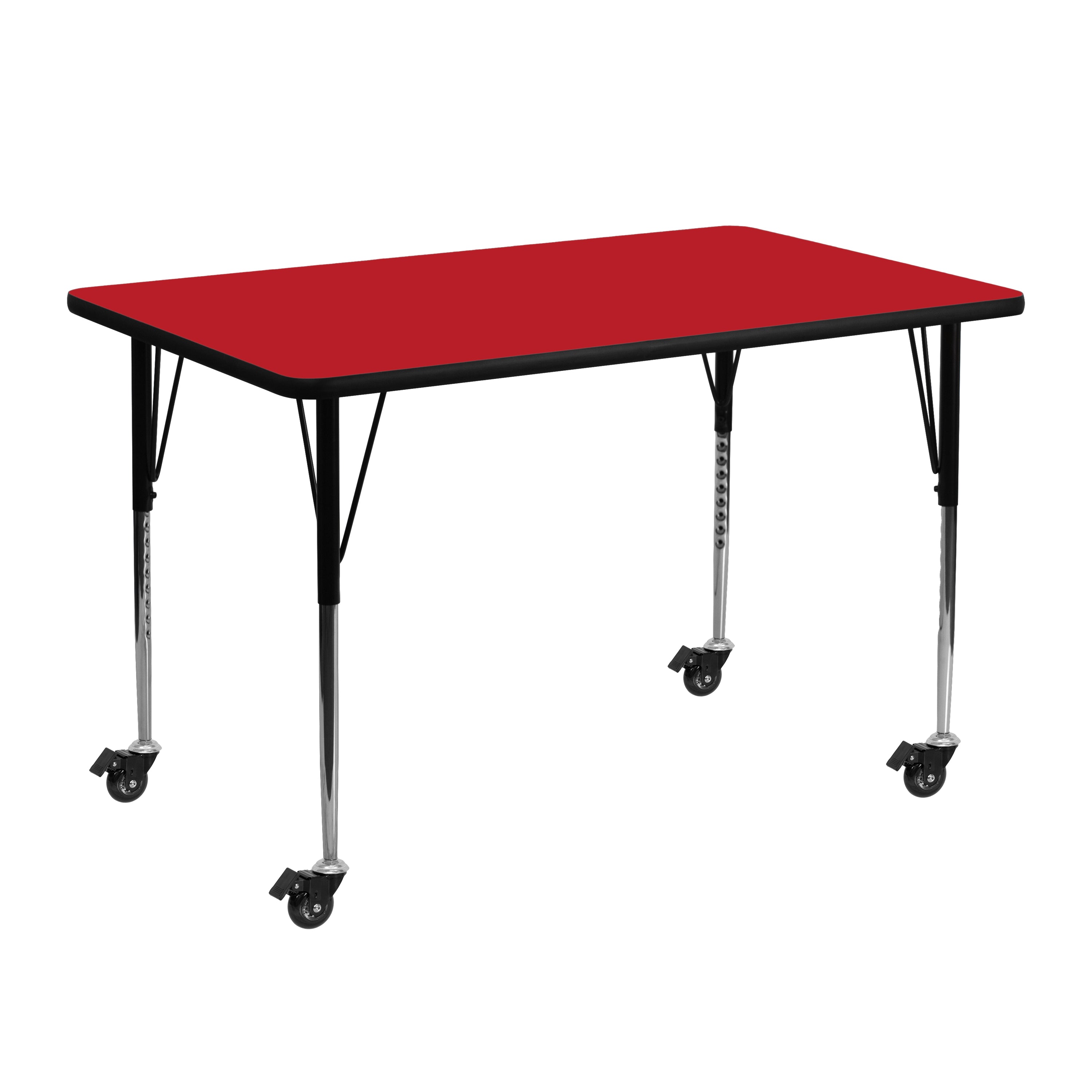 Mobile 24''W x 48''L Rectangular HP Laminate Activity Table - Standard Height Adjustable Legs-Rectangular Activity Table with Casters-Flash Furniture-Wall2Wall Furnishings