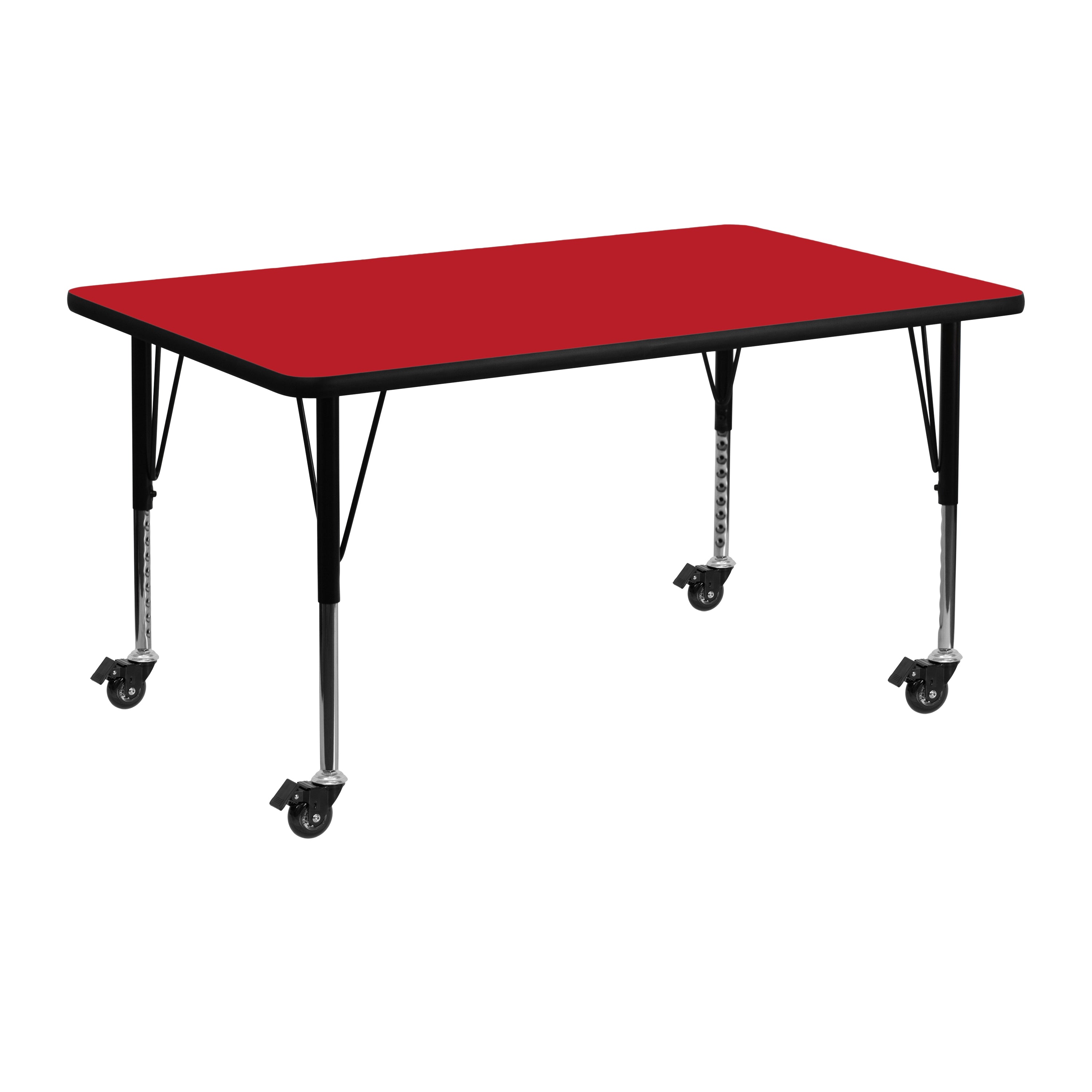 Mobile 24''W x 48''L Rectangular HP Laminate Activity Table - Height Adjustable Short Legs-Rectangular Activity Table with Casters-Flash Furniture-Wall2Wall Furnishings