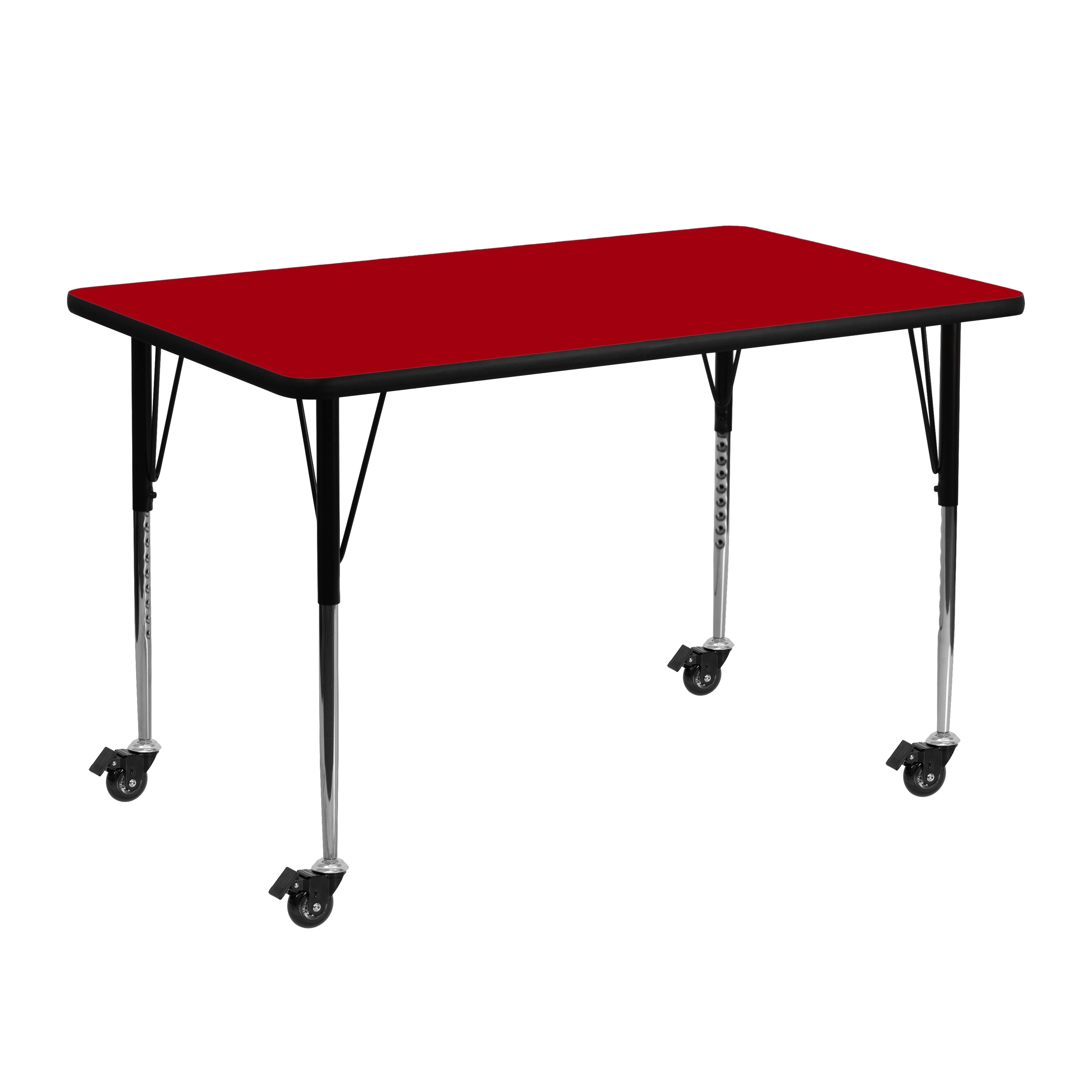 Mobile 24''W x 48''L Rectangular Thermal Laminate Activity Table - Standard Height Adjustable Legs-Rectangular Activity Table with Casters-Flash Furniture-Wall2Wall Furnishings