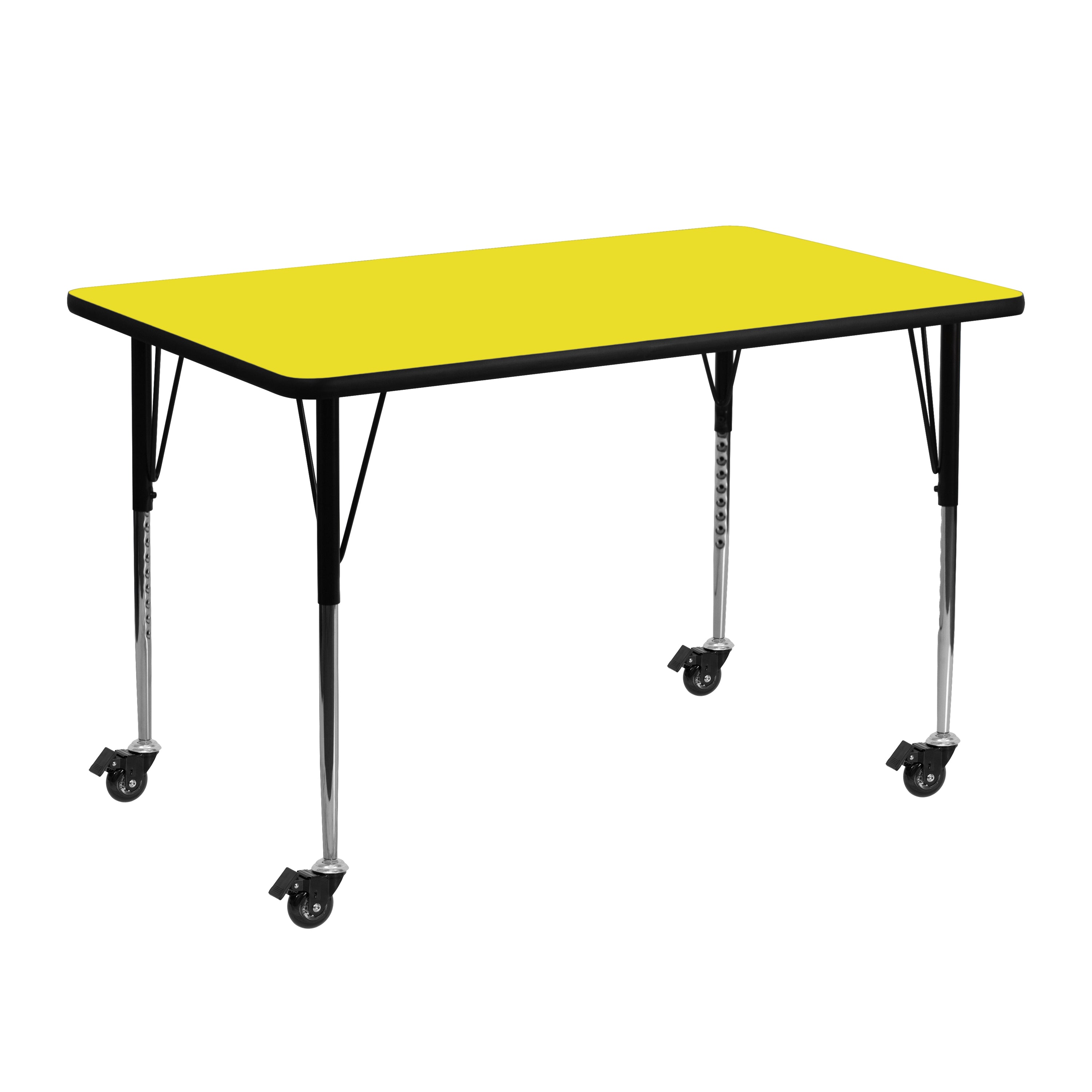Mobile 24''W x 48''L Rectangular HP Laminate Activity Table - Standard Height Adjustable Legs-Rectangular Activity Table with Casters-Flash Furniture-Wall2Wall Furnishings
