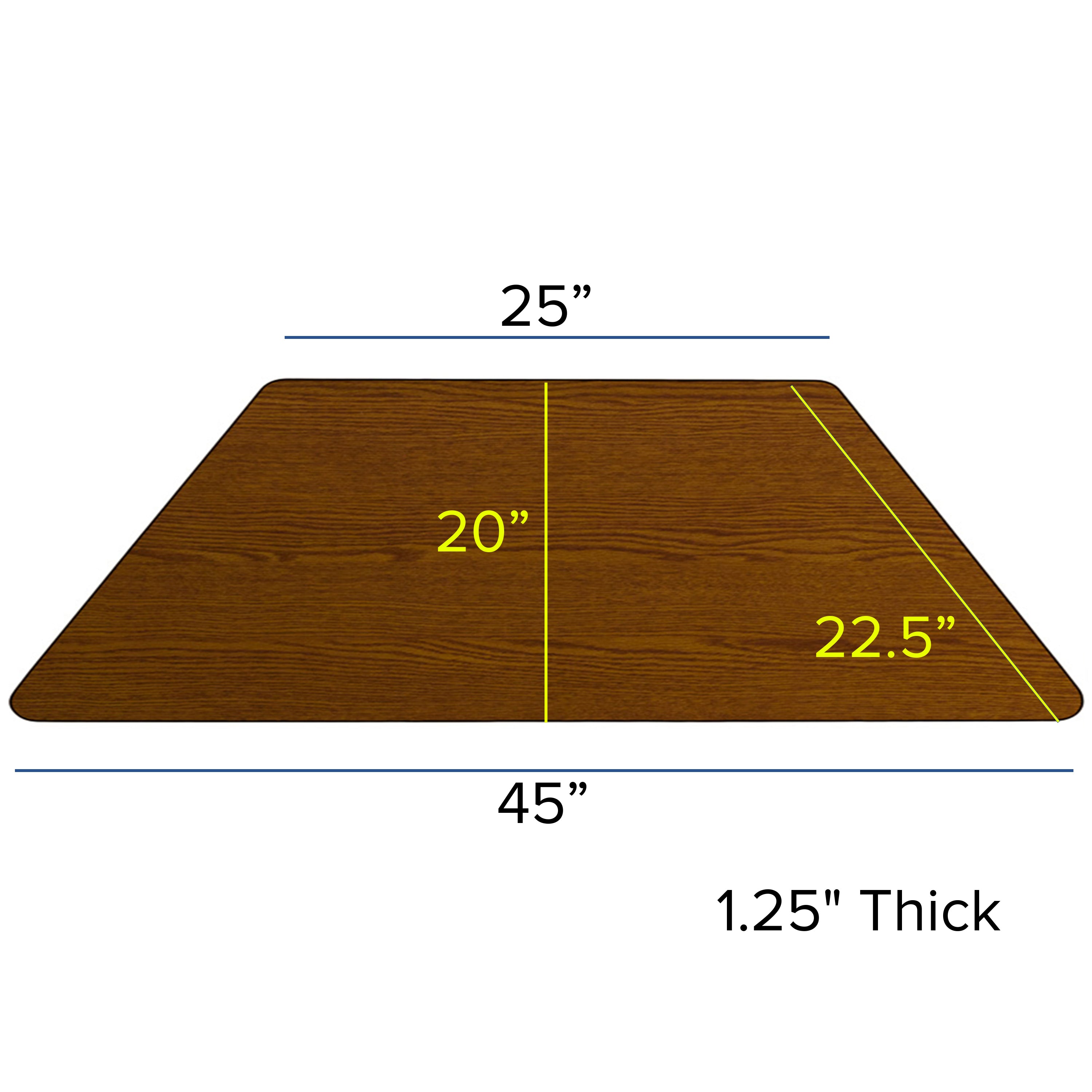22.5''W x 45''L Trapezoid HP Laminate Activity Table - Height Adjustable Short Legs-Trapezoid Activity Table-Flash Furniture-Wall2Wall Furnishings