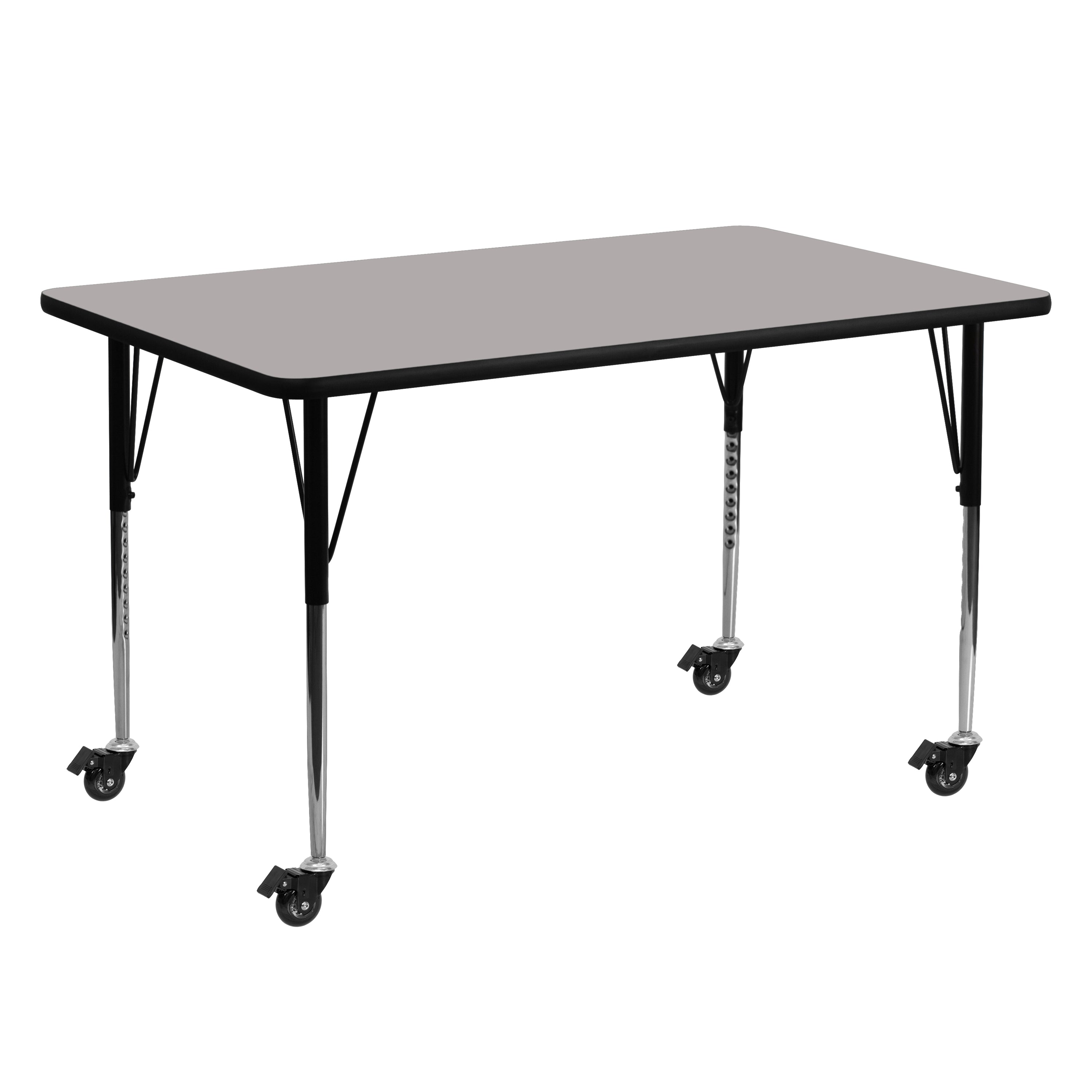 Mobile 24''W x 60''L Rectangular HP Laminate Activity Table - Standard Height Adjustable Legs-Rectangular Activity Table with Casters-Flash Furniture-Wall2Wall Furnishings