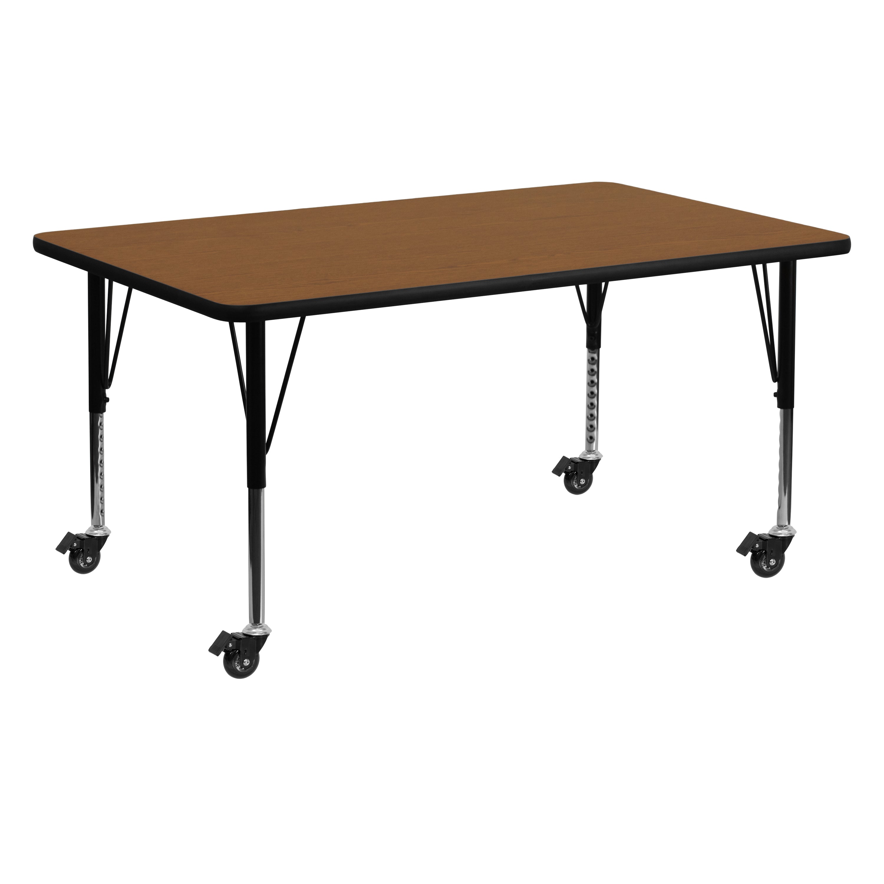 Mobile 24''W x 60''L Rectangular HP Laminate Activity Table - Height Adjustable Short Legs-Rectangular Activity Table with Casters-Flash Furniture-Wall2Wall Furnishings