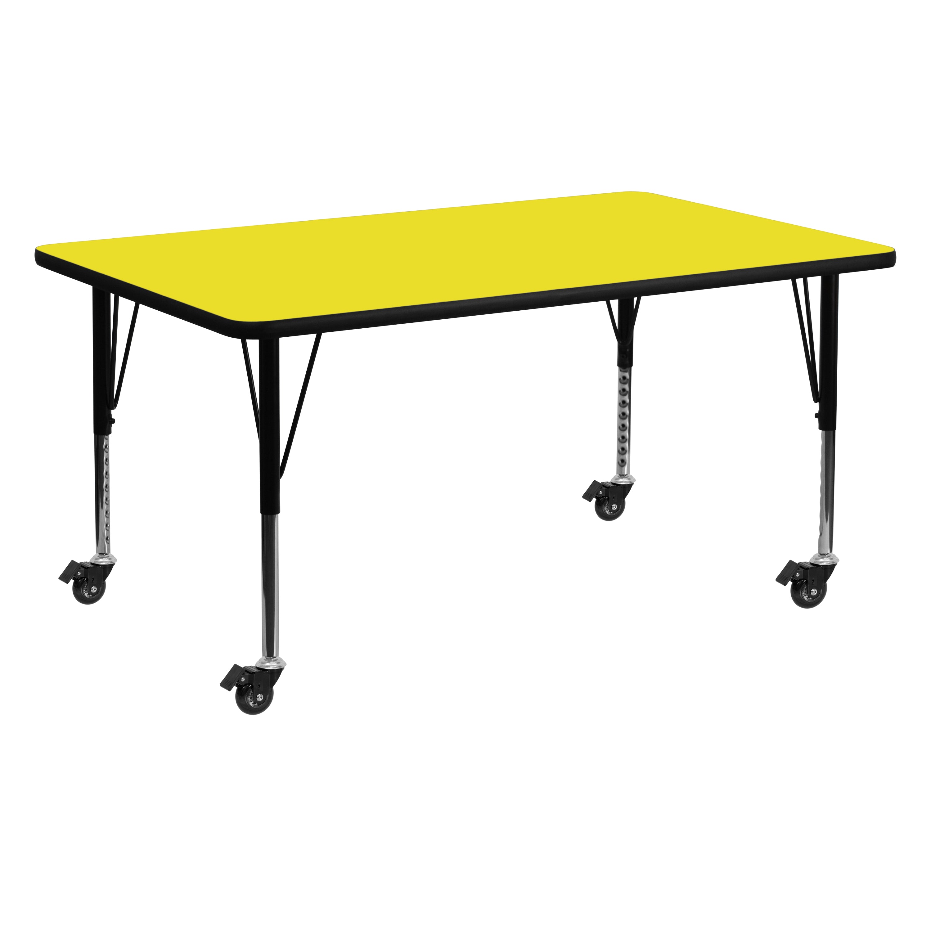 Mobile 24''W x 60''L Rectangular HP Laminate Activity Table - Height Adjustable Short Legs-Rectangular Activity Table with Casters-Flash Furniture-Wall2Wall Furnishings