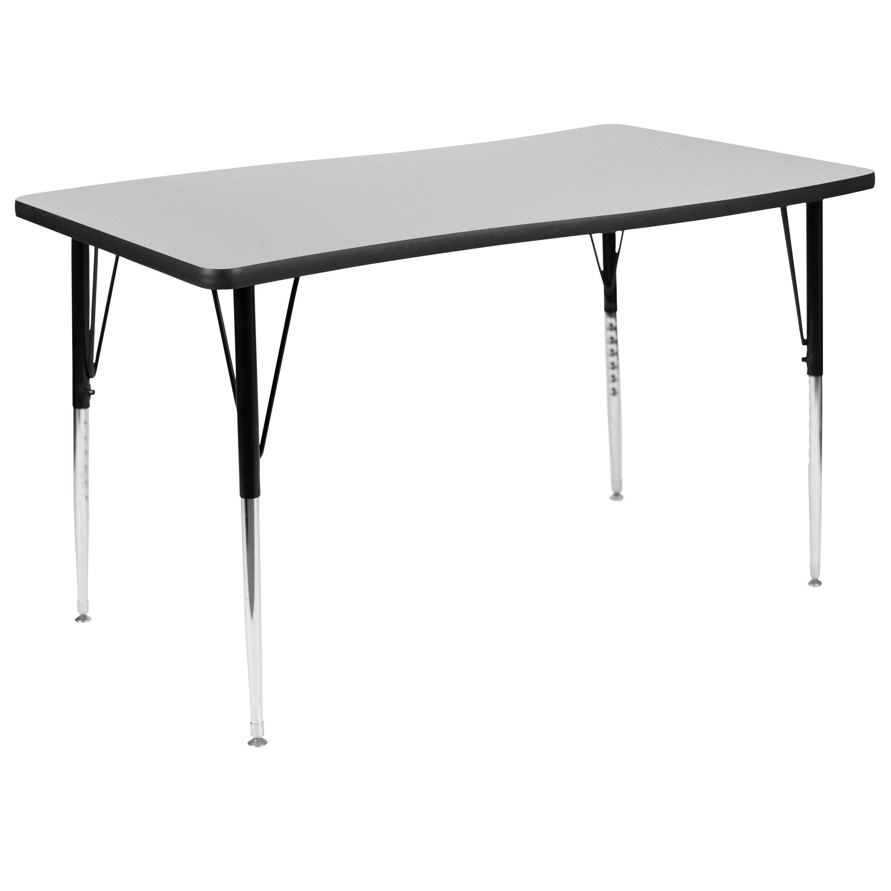 28"W x 47.5"L Rectangle Wave Flexible Collaborative Thermal Laminate Activity Table - Standard Height Adjustable Legs-Collaborative Rectangular Activity Table-Flash Furniture-Wall2Wall Furnishings