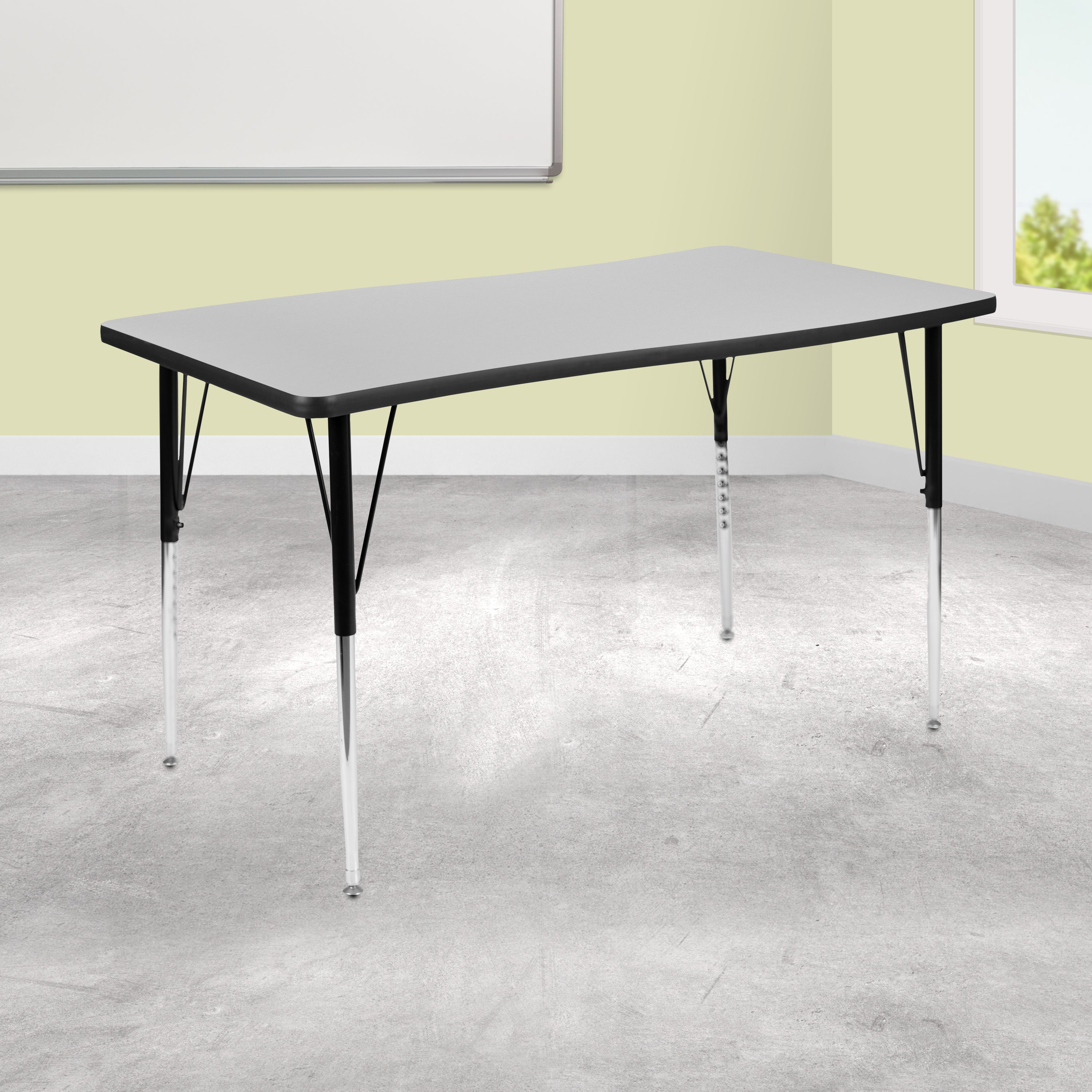28"W x 47.5"L Rectangle Wave Flexible Collaborative Thermal Laminate Activity Table - Standard Height Adjustable Legs-Collaborative Rectangular Activity Table-Flash Furniture-Wall2Wall Furnishings