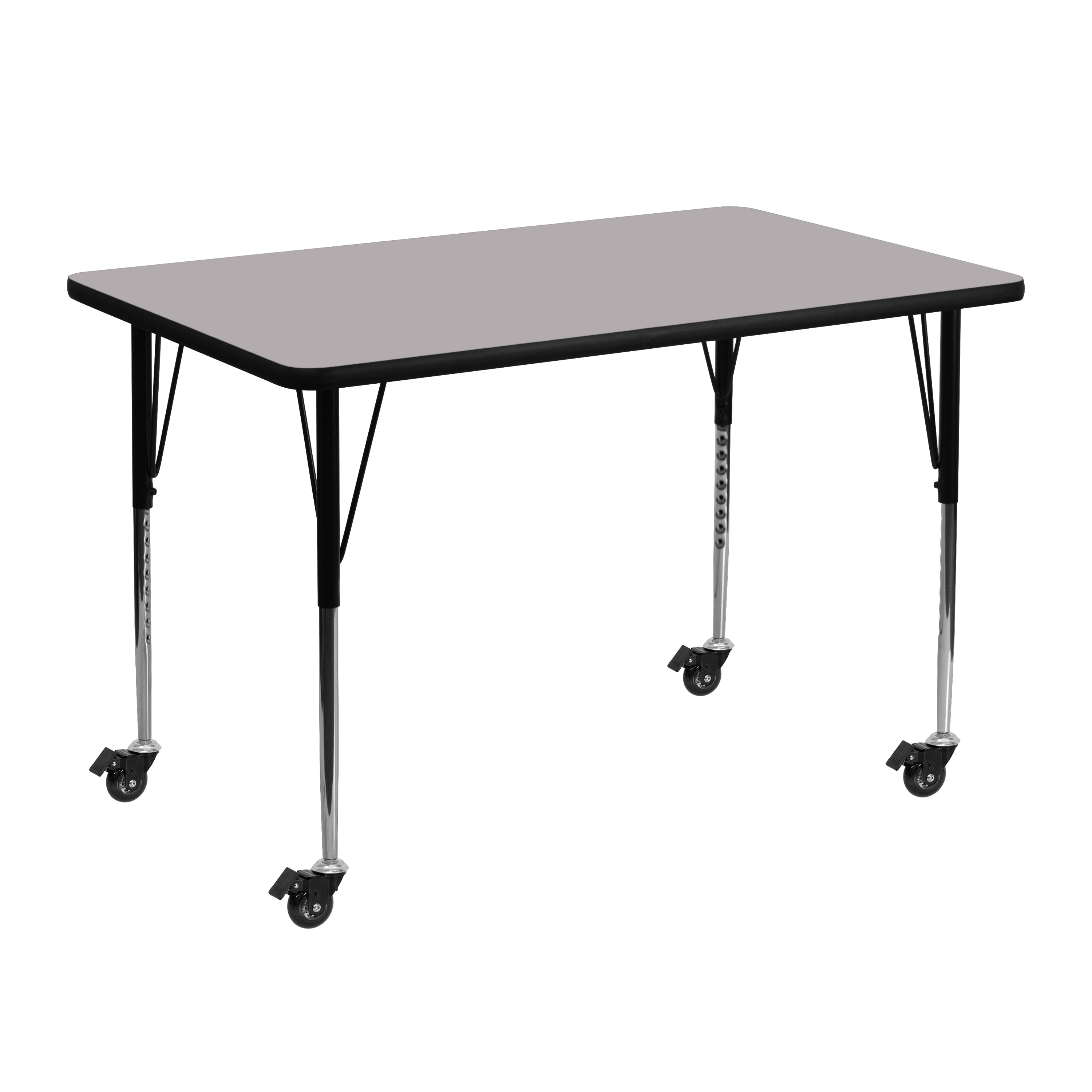 Mobile 30''W x 48''L Rectangular Thermal Laminate Activity Table - Standard Height Adjustable Legs-Rectangular Activity Table with Casters-Flash Furniture-Wall2Wall Furnishings