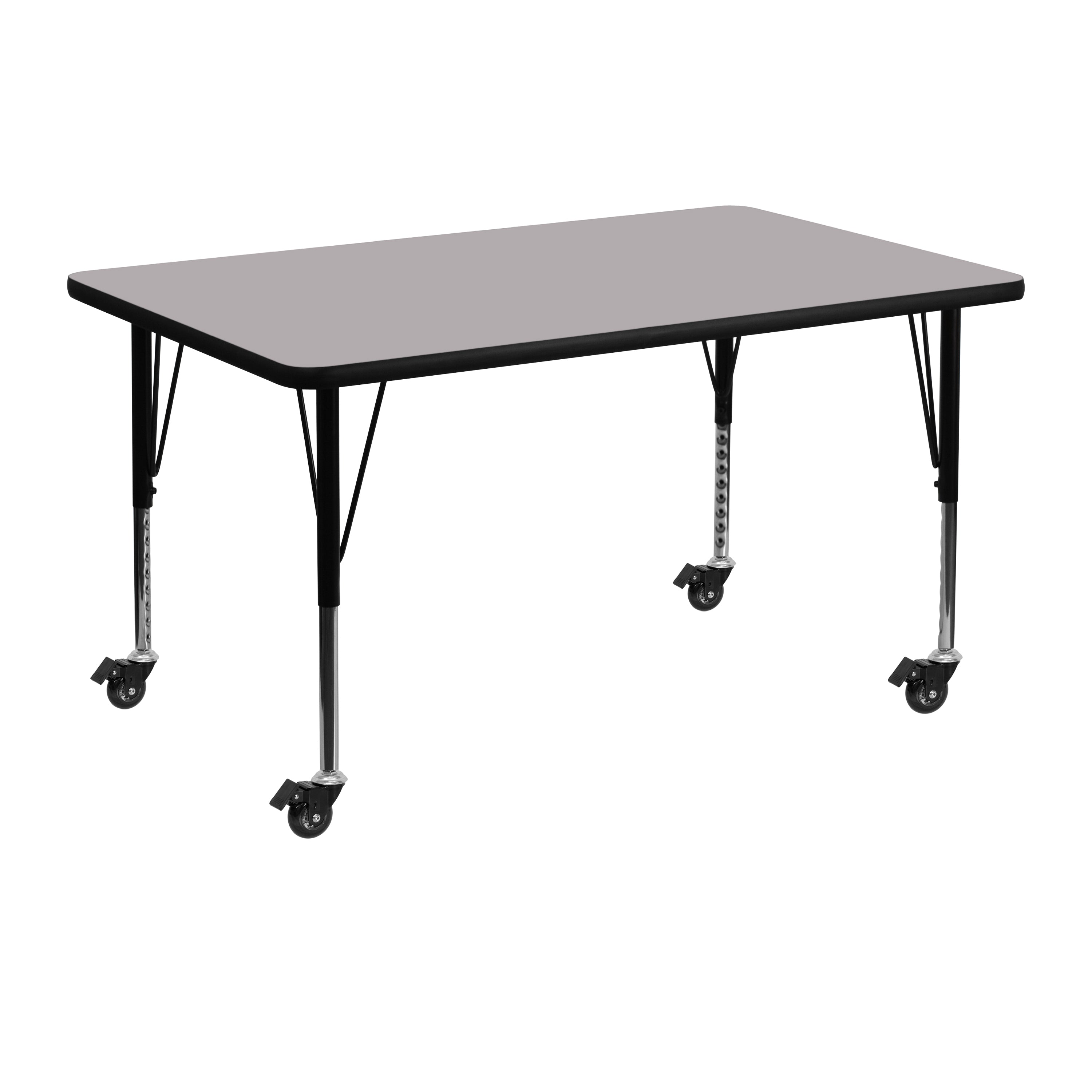 Mobile 30''W x 48''L Rectangular Thermal Laminate Activity Table - Height Adjustable Short Legs-Rectangular Activity Table with Casters-Flash Furniture-Wall2Wall Furnishings