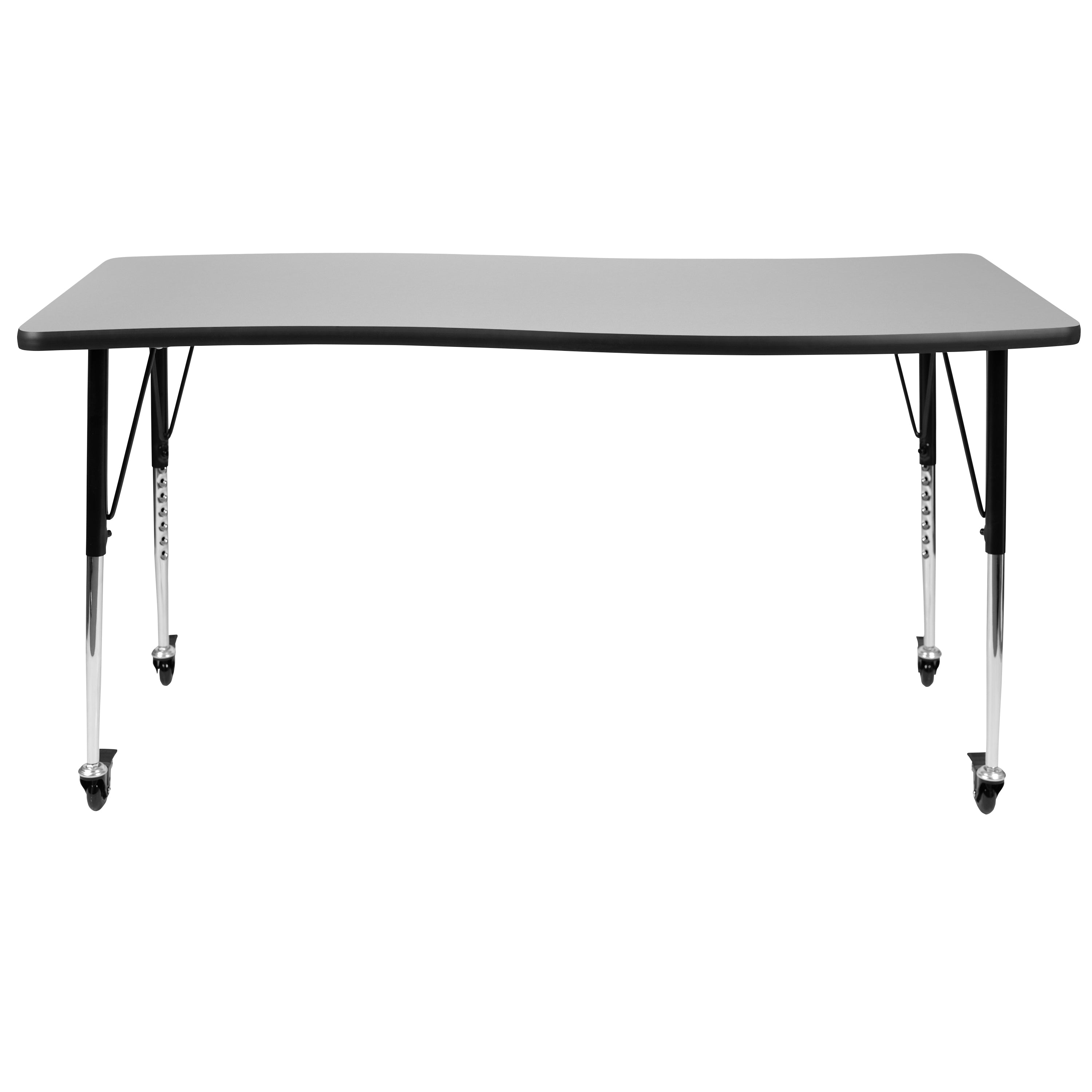 Mobile 26"W x 60"L Rectangle Wave Flexible Collaborative Thermal Laminate Activity Table - Standard Height Adjustable Legs-Collaborative Rectangular Activity Table-Flash Furniture-Wall2Wall Furnishings