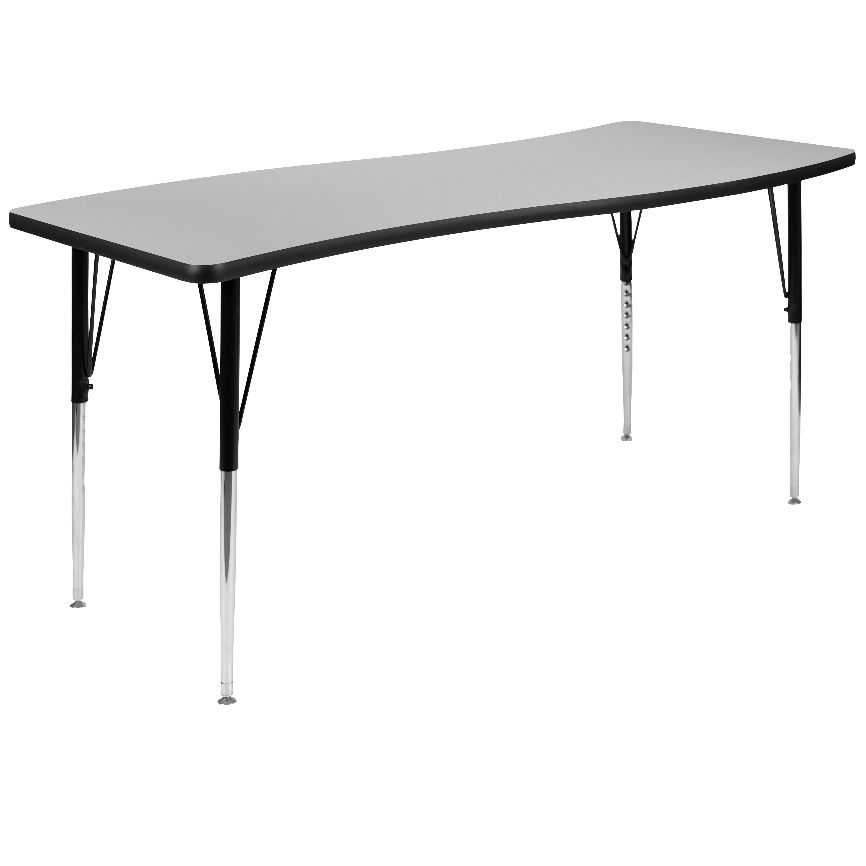 26"W x 60"L Rectangle Wave Flexible Collaborative Thermal Laminate Activity Table - Standard Height Adjustable Legs-Collaborative Rectangular Activity Table-Flash Furniture-Wall2Wall Furnishings