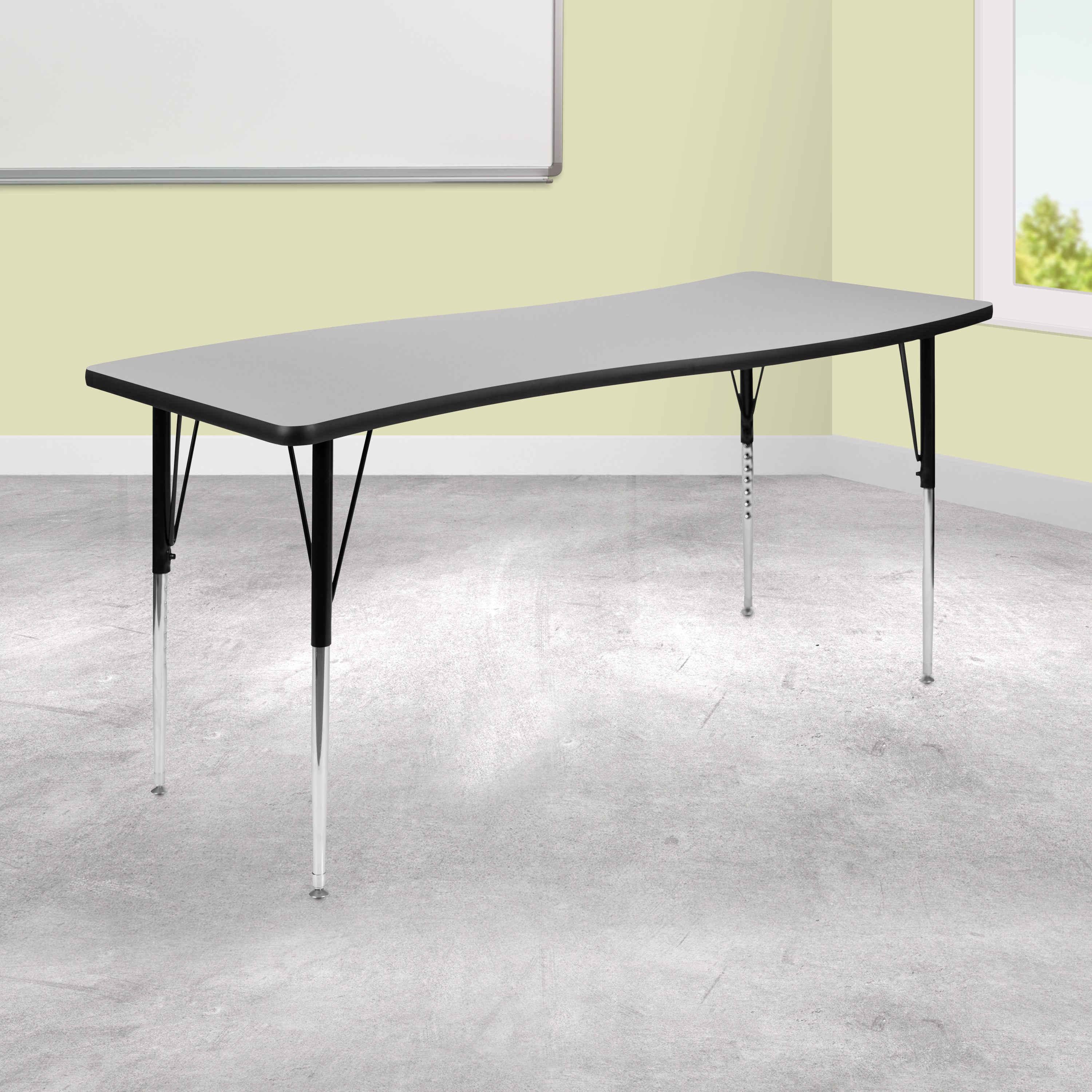26"W x 60"L Rectangle Wave Flexible Collaborative Thermal Laminate Activity Table - Standard Height Adjustable Legs-Collaborative Rectangular Activity Table-Flash Furniture-Wall2Wall Furnishings