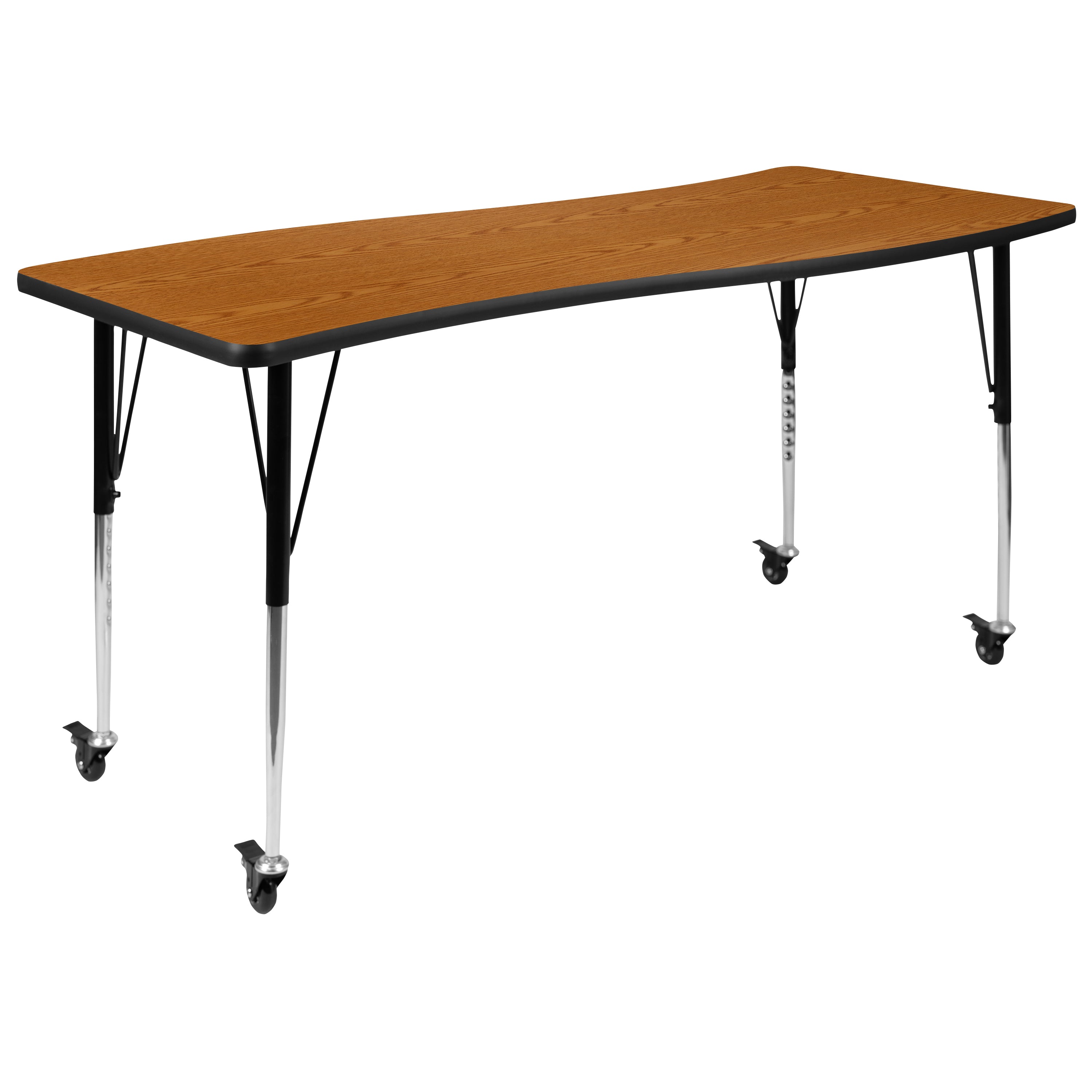 Mobile 26"W x 60"L Rectangle Wave Flexible Collaborative Thermal Laminate Activity Table - Standard Height Adjustable Legs-Collaborative Rectangular Activity Table-Flash Furniture-Wall2Wall Furnishings