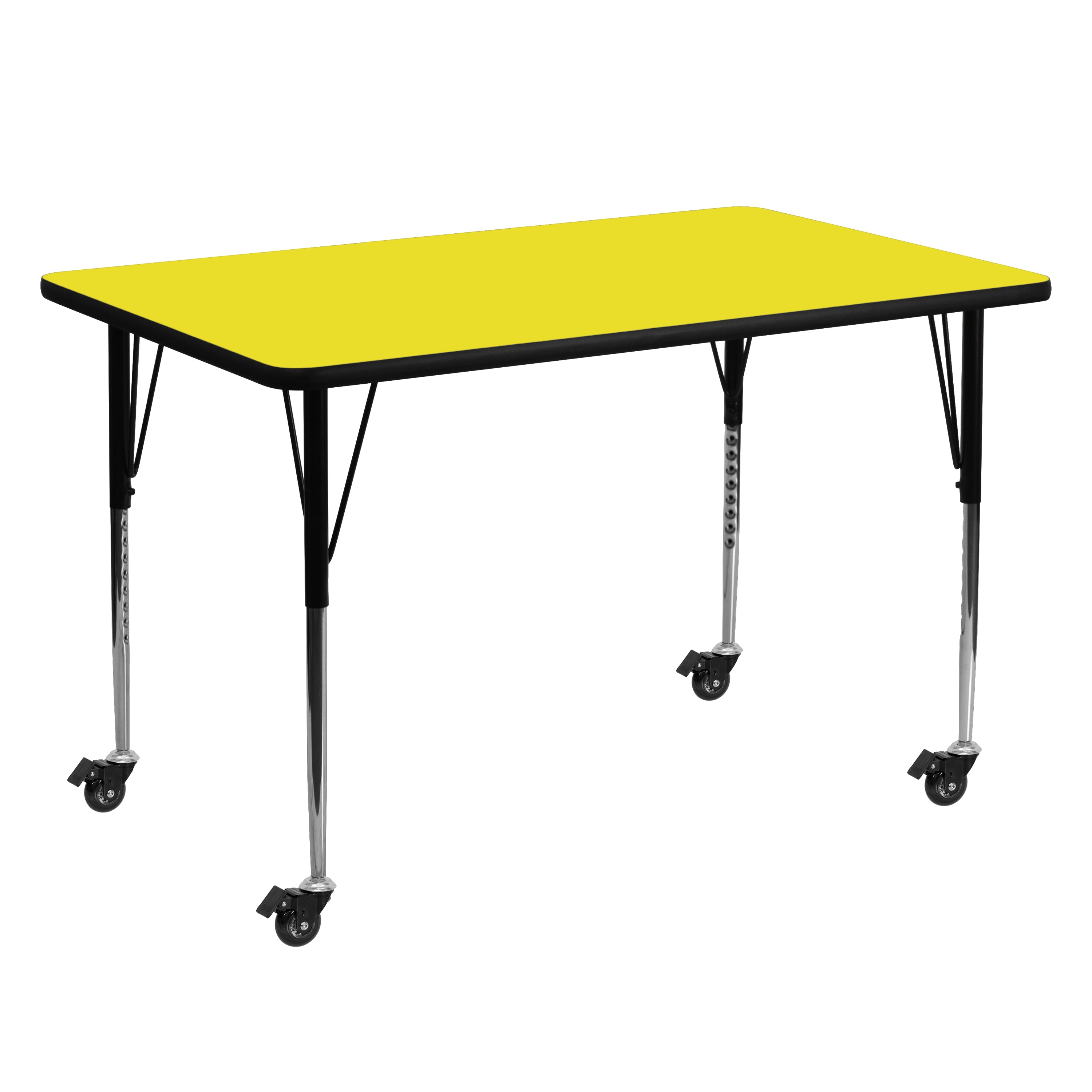 Mobile 30''W x 60''L Rectangular HP Laminate Activity Table - Standard Height Adjustable Legs-Rectangular Activity Table with Casters-Flash Furniture-Wall2Wall Furnishings