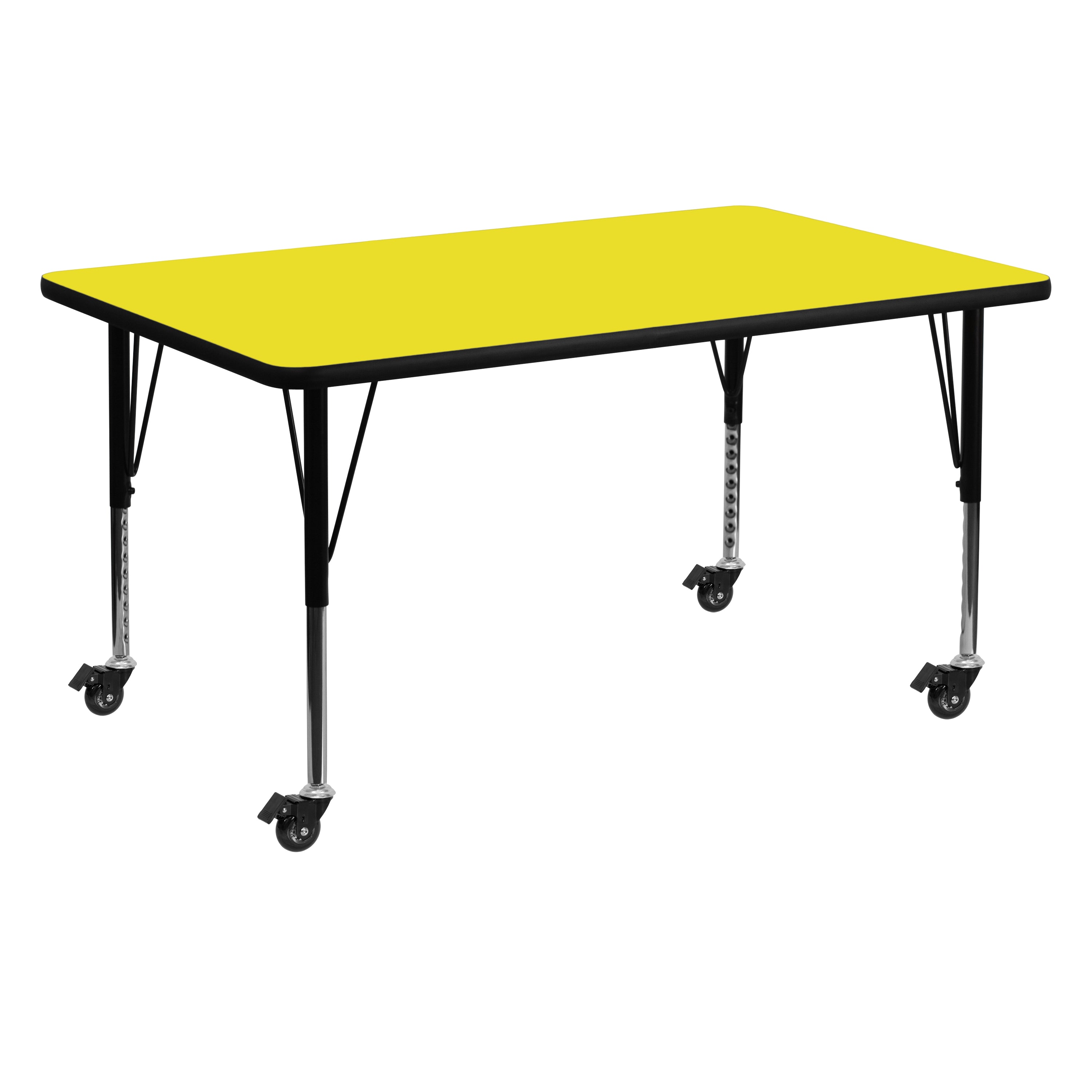Mobile 30''W x 60''L Rectangular HP Laminate Activity Table - Height Adjustable Short Legs-Rectangular Activity Table with Casters-Flash Furniture-Wall2Wall Furnishings