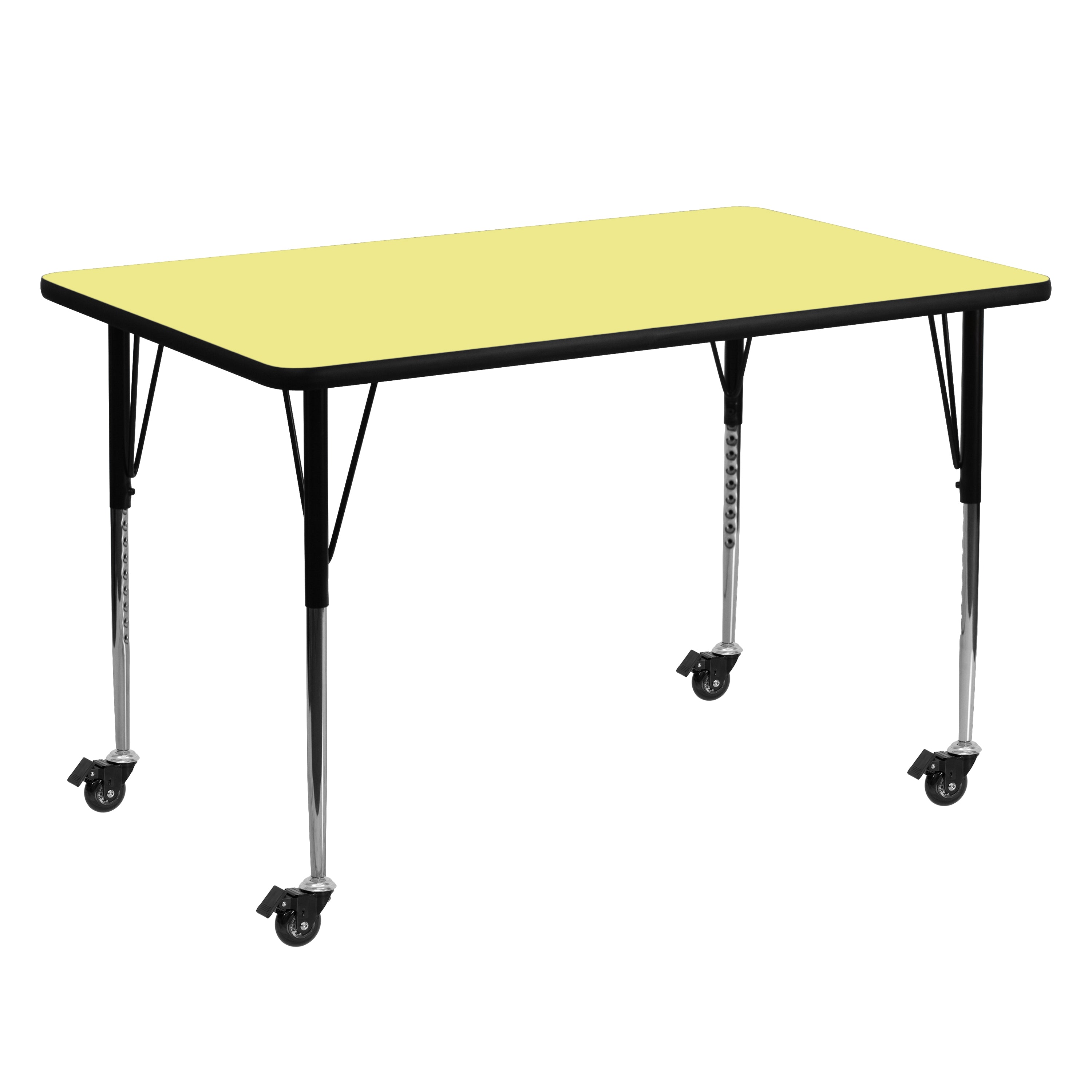 Mobile 30''W x 60''L Rectangular Thermal Laminate Activity Table - Standard Height Adjustable Legs-Rectangular Activity Table with Casters-Flash Furniture-Wall2Wall Furnishings