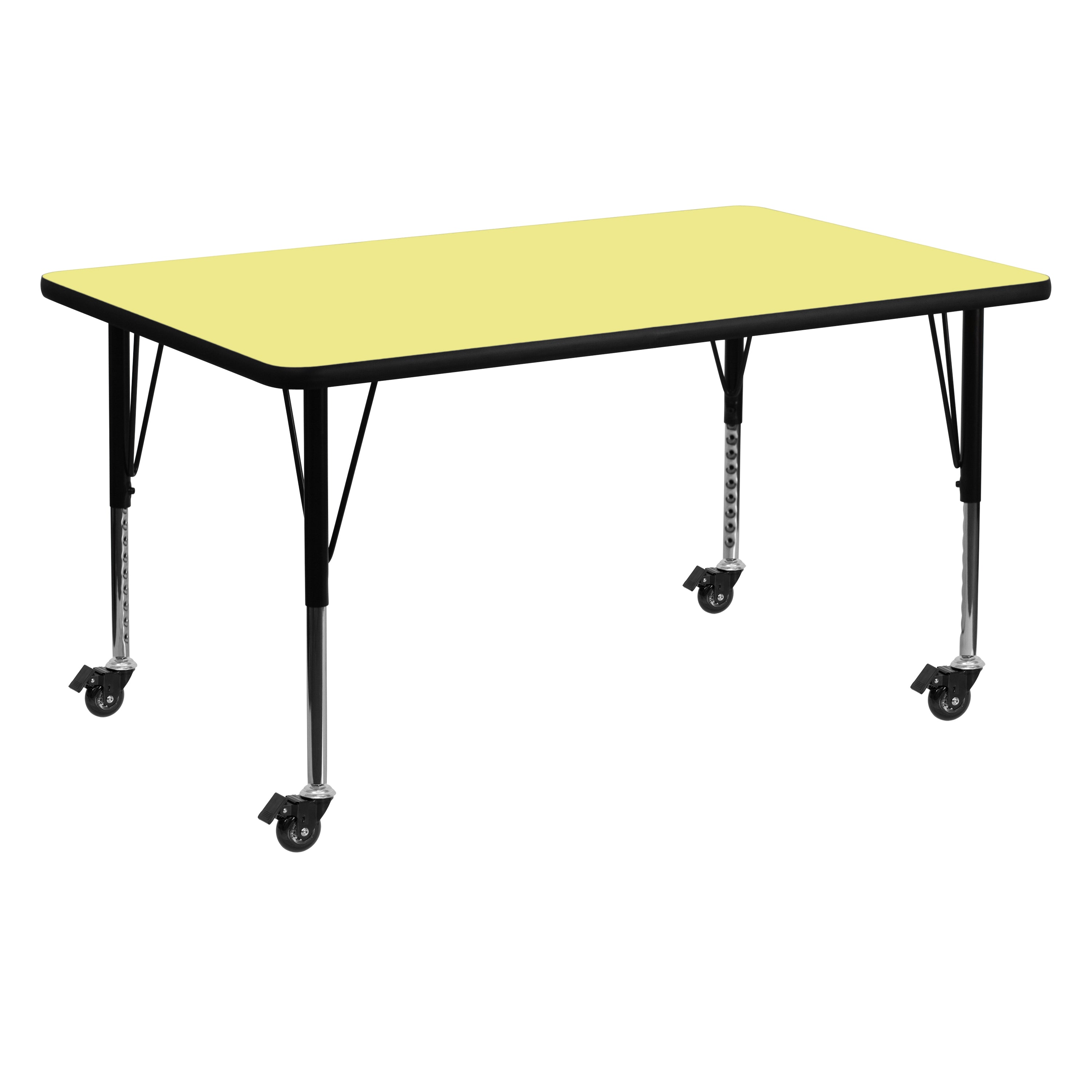 Mobile 30''W x 60''L Rectangular Thermal Laminate Activity Table - Height Adjustable Short Legs-Rectangular Activity Table with Casters-Flash Furniture-Wall2Wall Furnishings